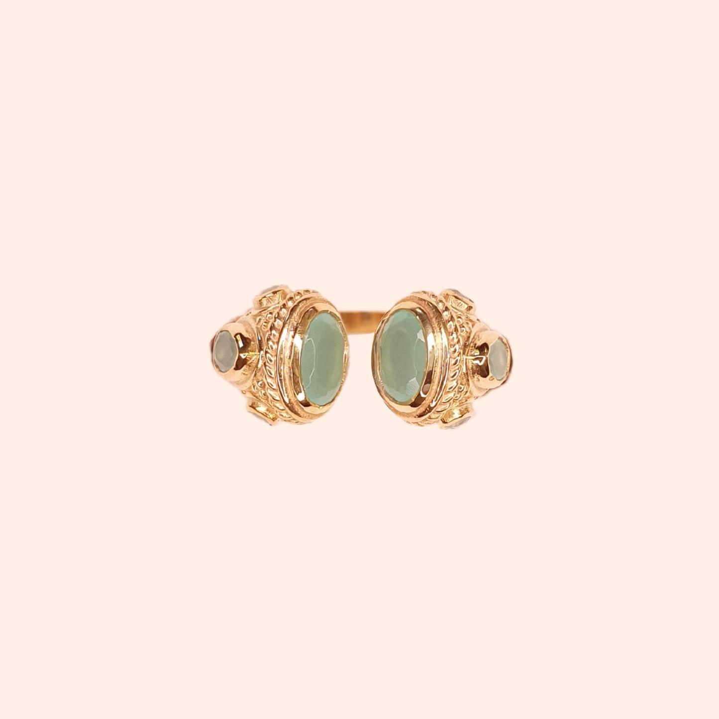 Bague Toi et Moi moderne Calcédoine Aqua - Astéless