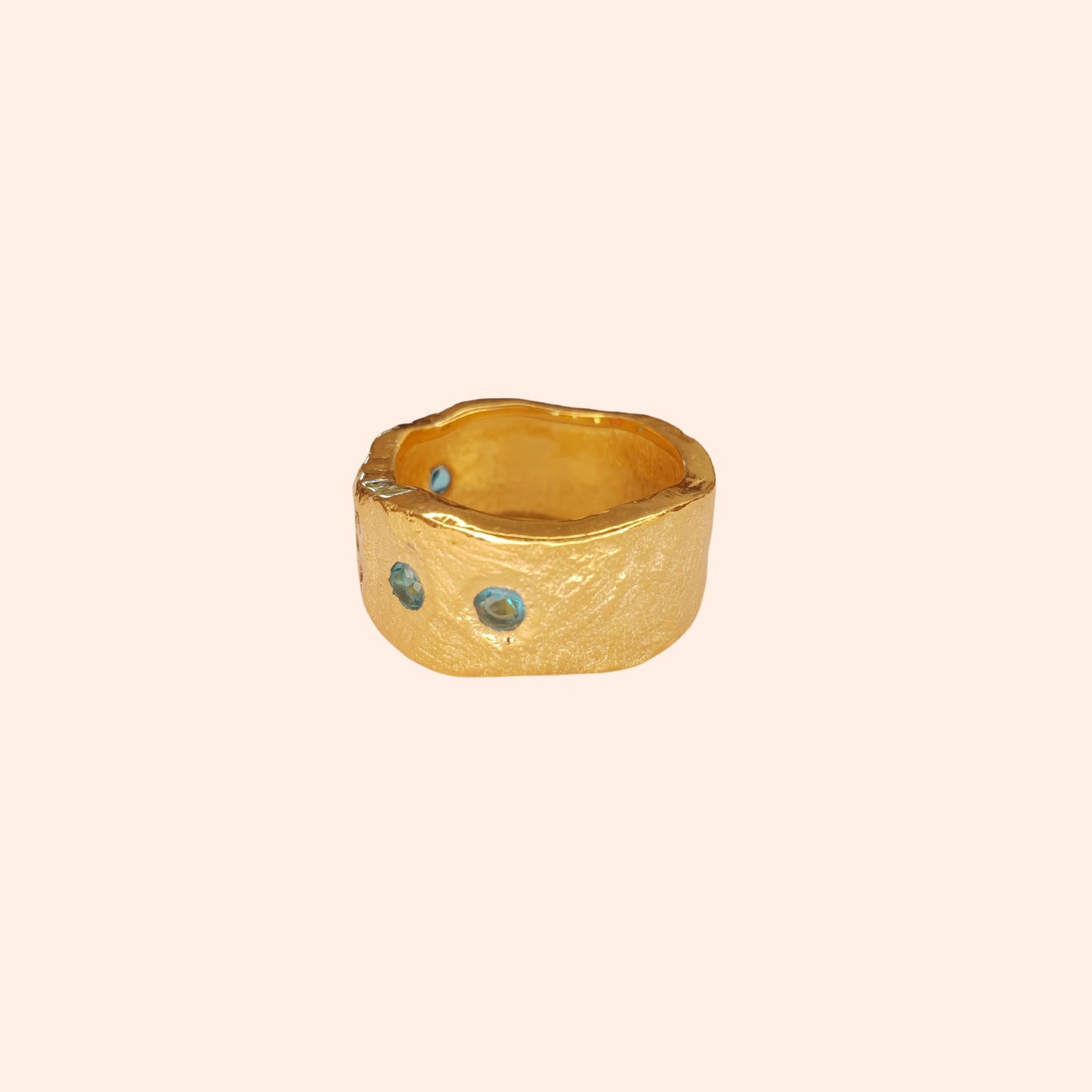 Bague bande dorée multicolore - Brutaliste