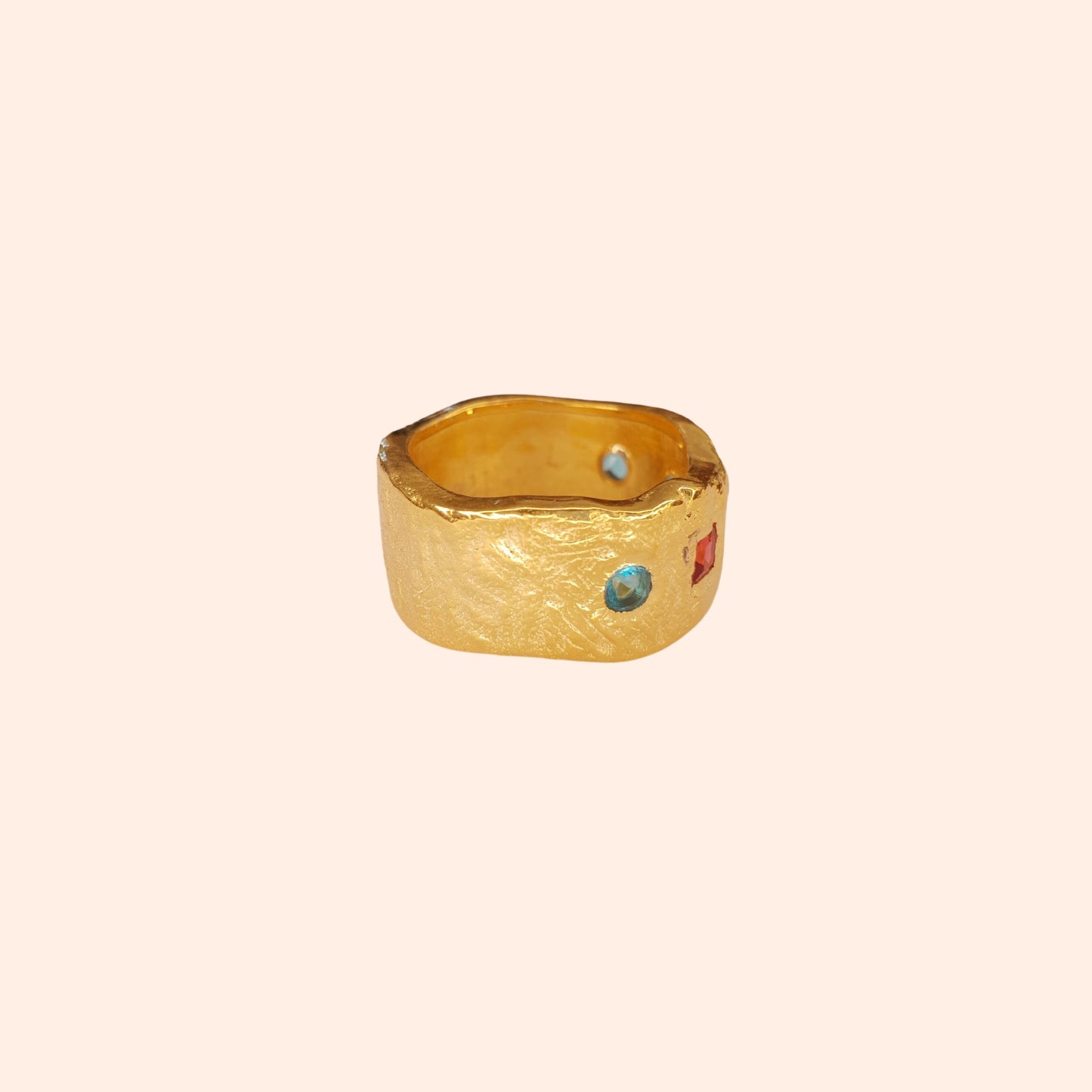 Bague bande dorée multicolore - Brutaliste
