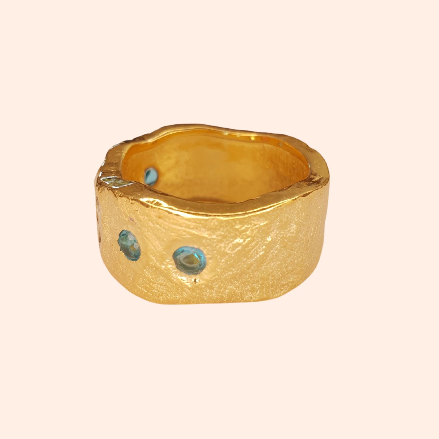 Bague bande dorée multicolore - Brutaliste