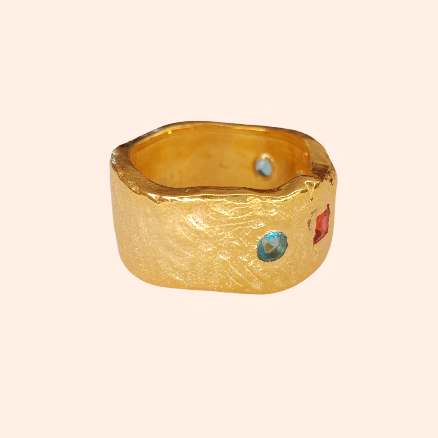 Bague bande dorée multicolore - Brutaliste
