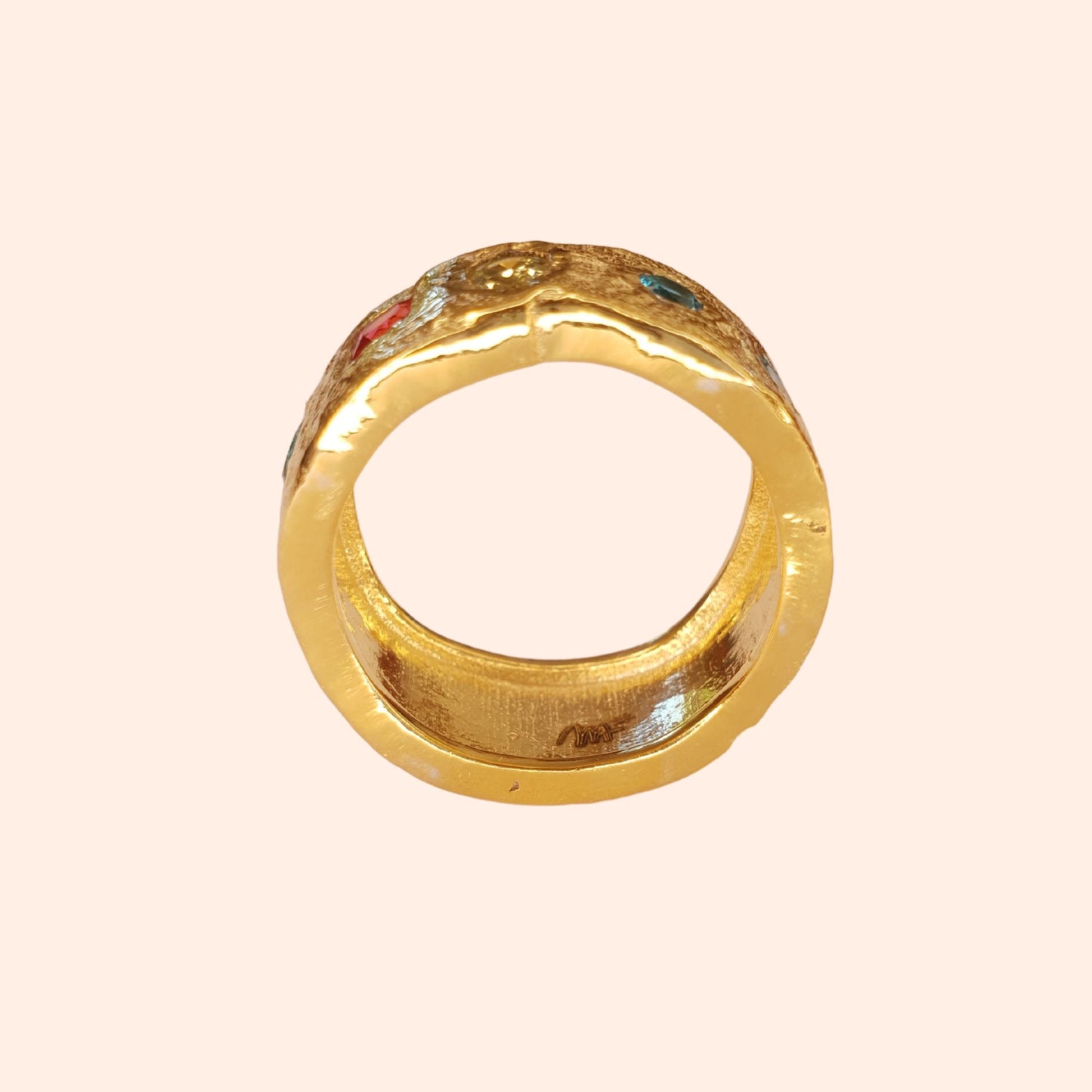 Bague bande dorée multicolore - Brutaliste