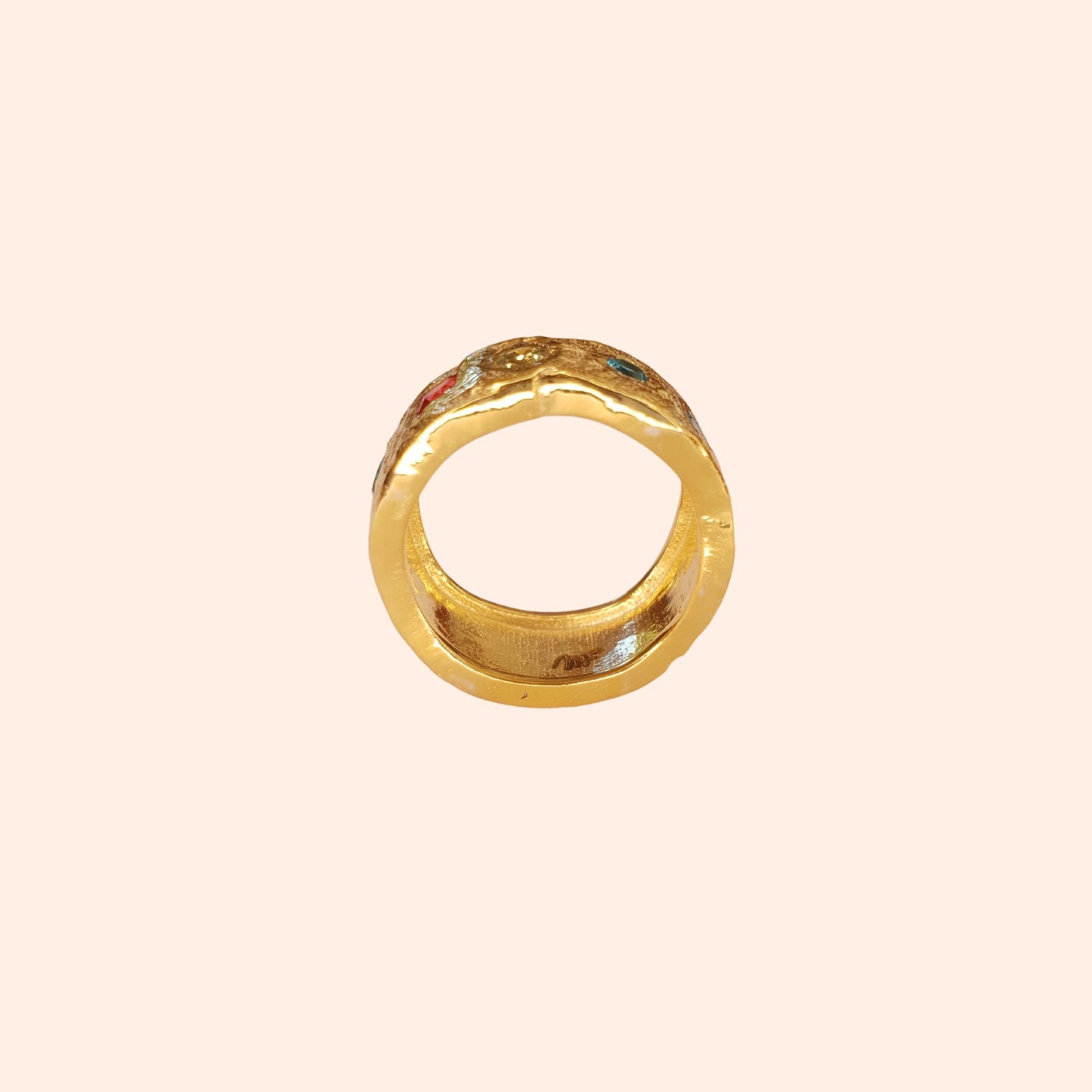 Bague bande dorée multicolore - Brutaliste