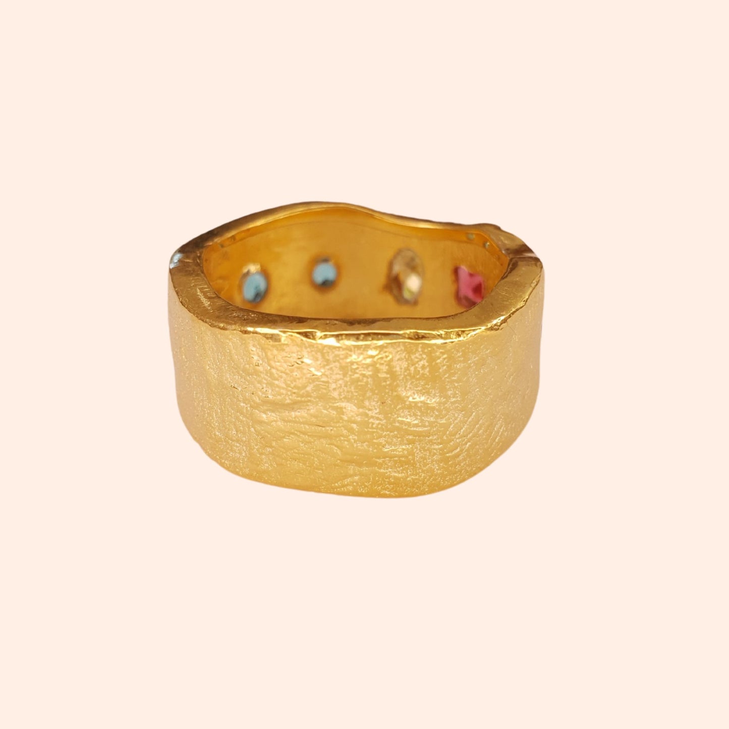 Bague bande dorée multicolore - Brutaliste
