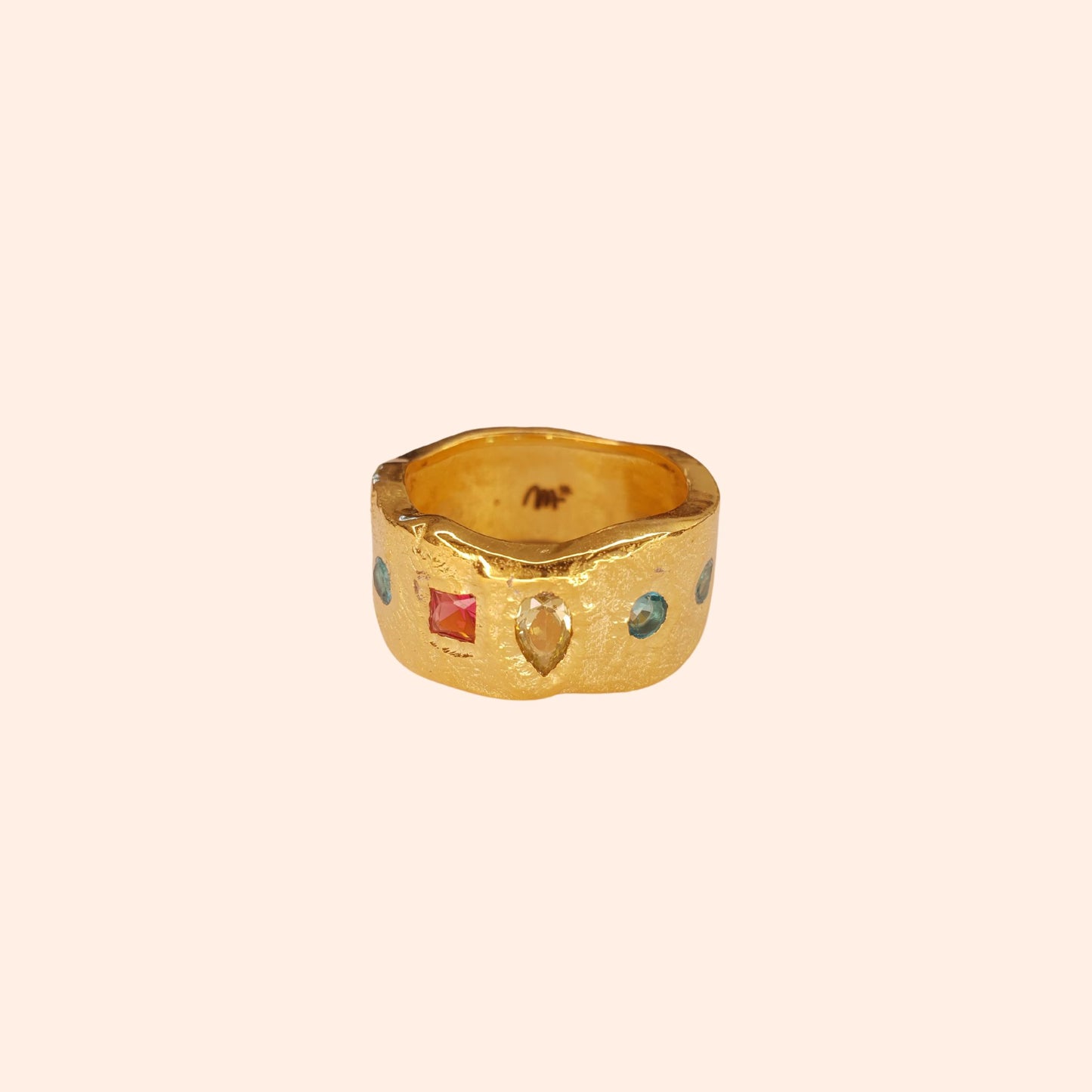 Bague bande dorée multicolore - Brutaliste