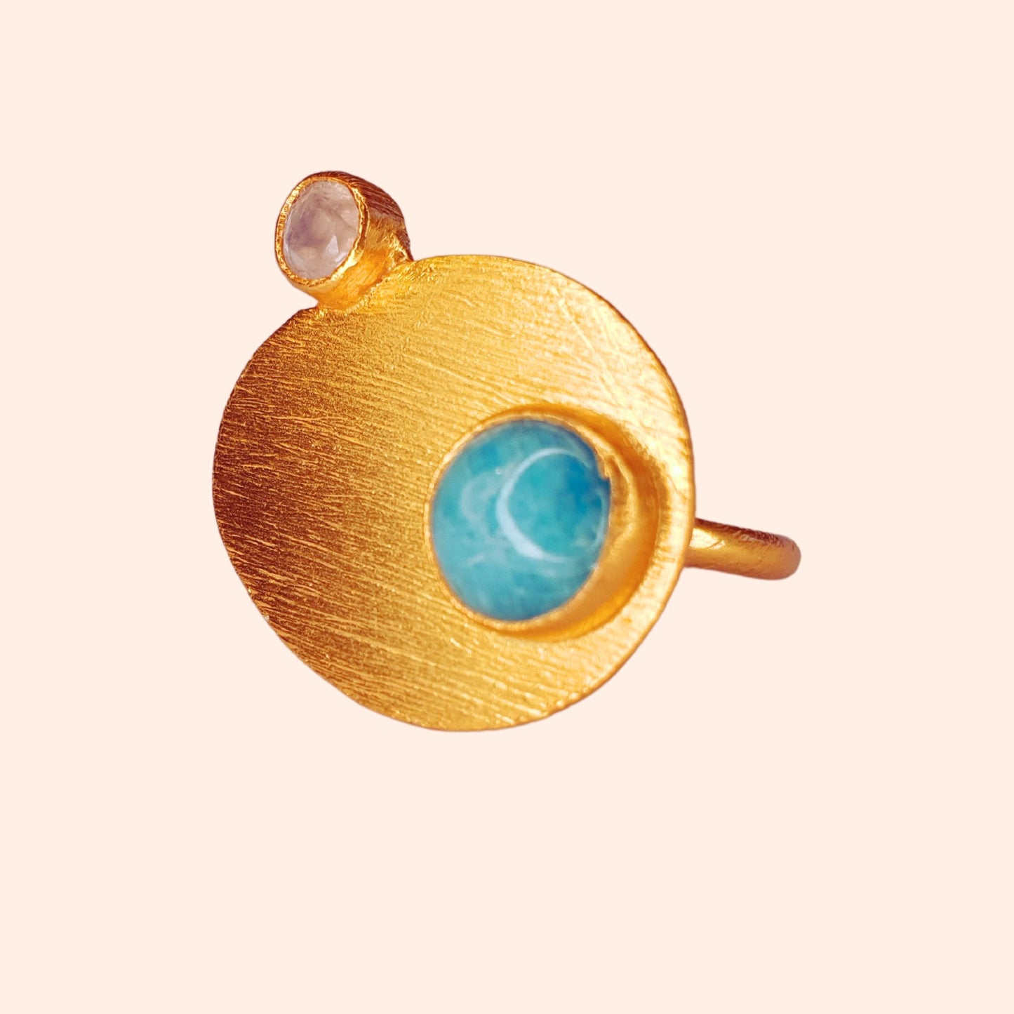 Bague laiton brossé et pierres - La Palette
