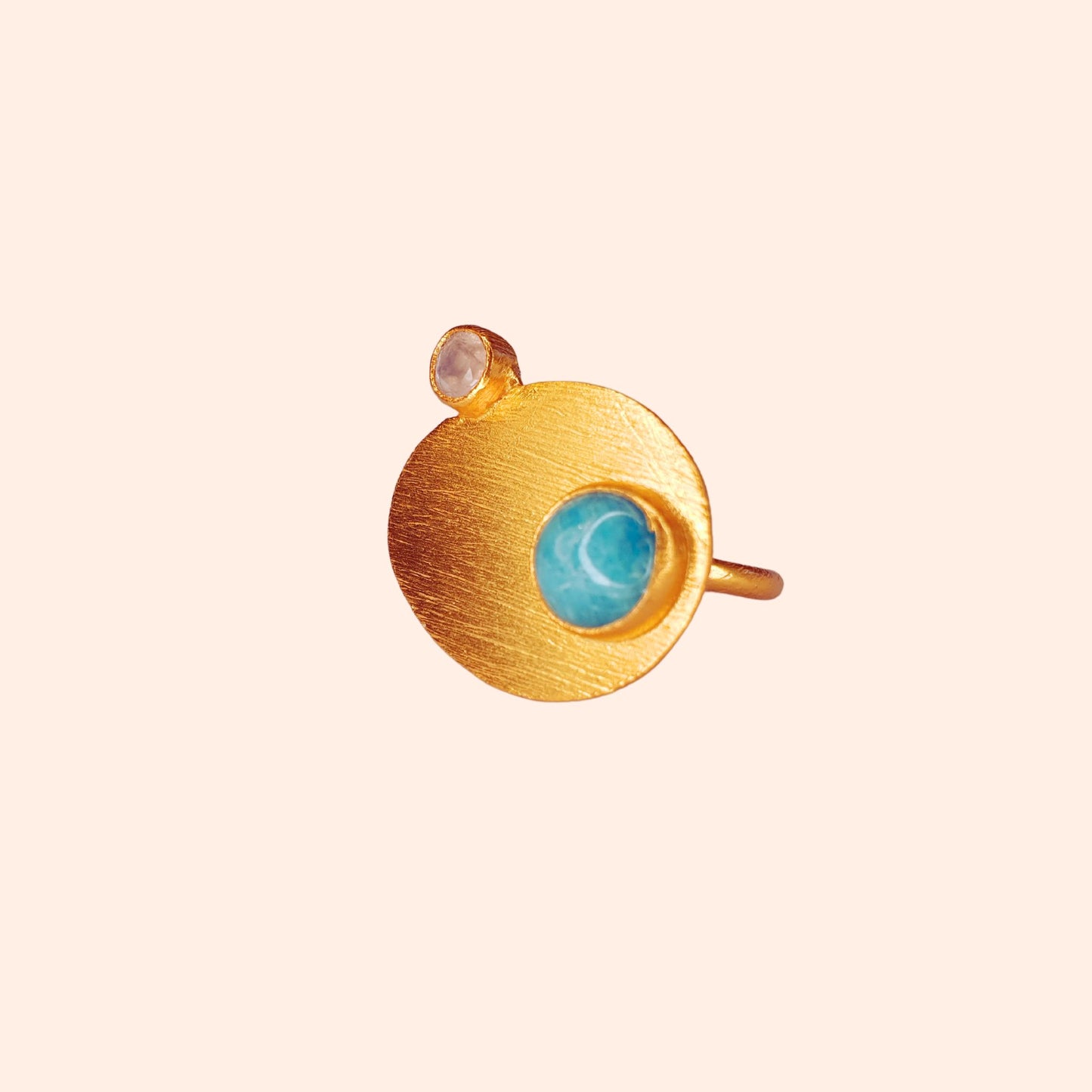 Bague laiton brossé et pierres - La Palette