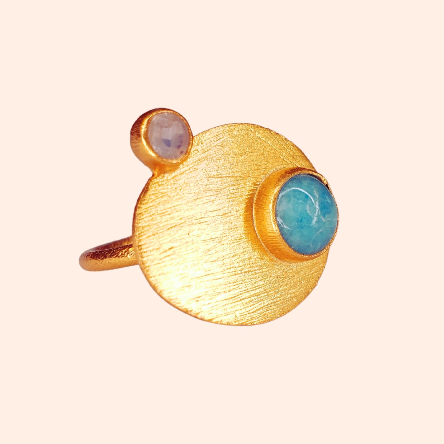 Bague laiton brossé et pierres - La Palette