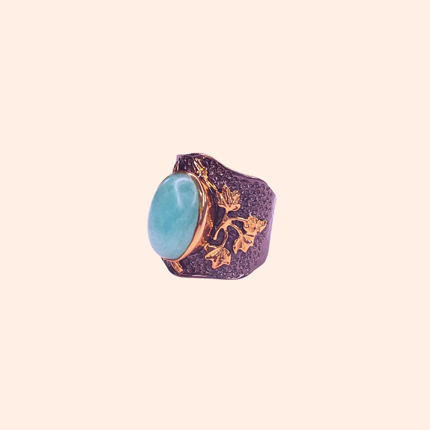 Bague Amazonite en laiton noir et doré - La Vigna