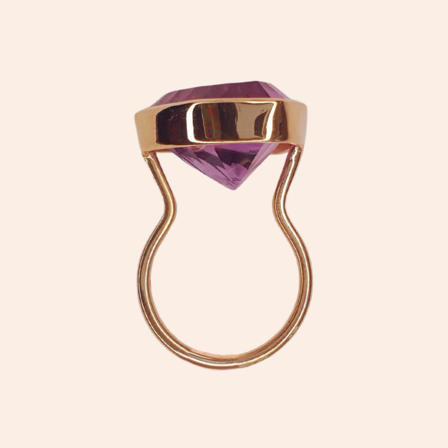Bague fine avec pierre naturelle Améthyste - Pop triangle