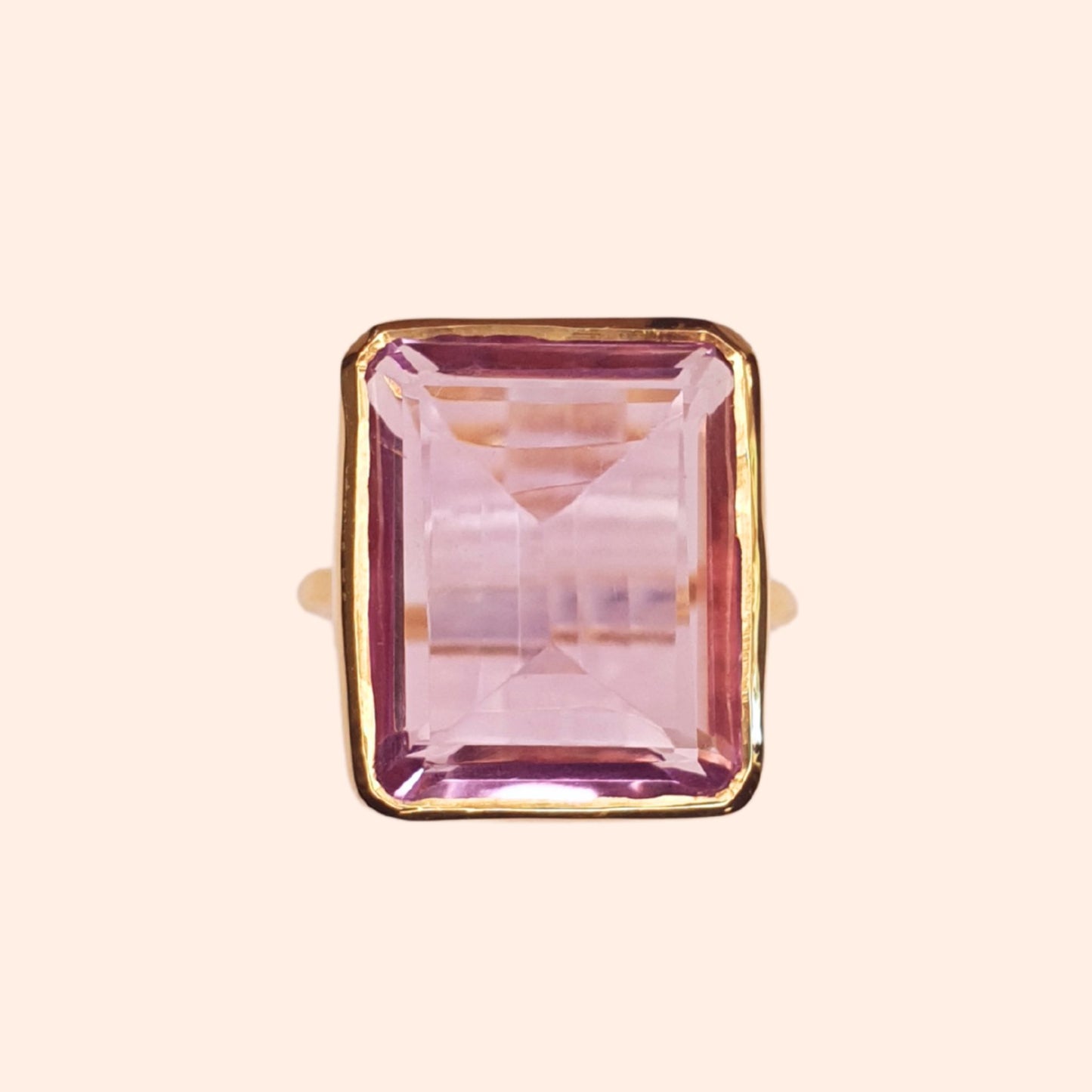 Bague fine avec pierre naturelle Améthyste - Pop rectangle