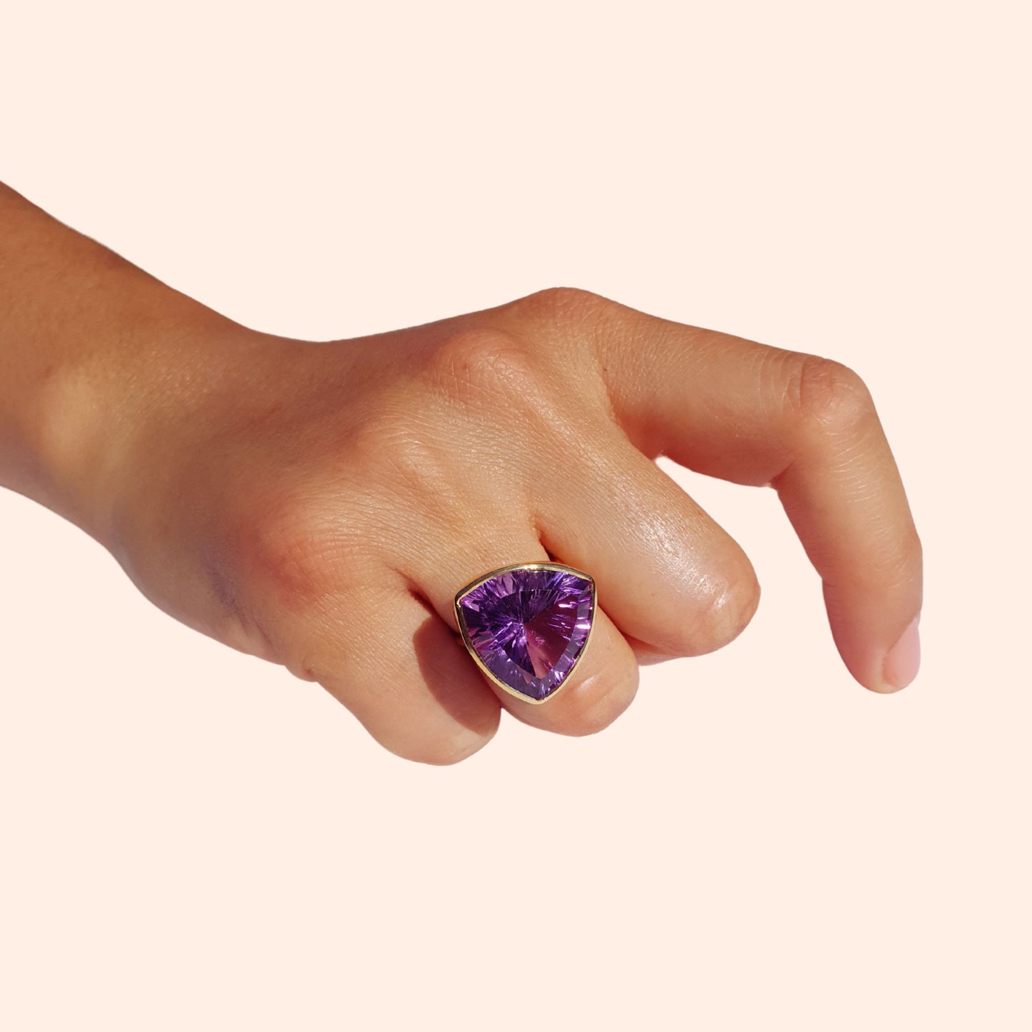 Bague fine avec pierre naturelle Améthyste - Pop triangle