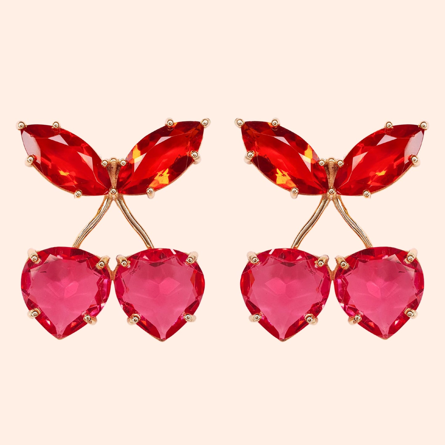 Boucles d'oreilles cerise cristal Rouge/Rose - Maxi Cherry