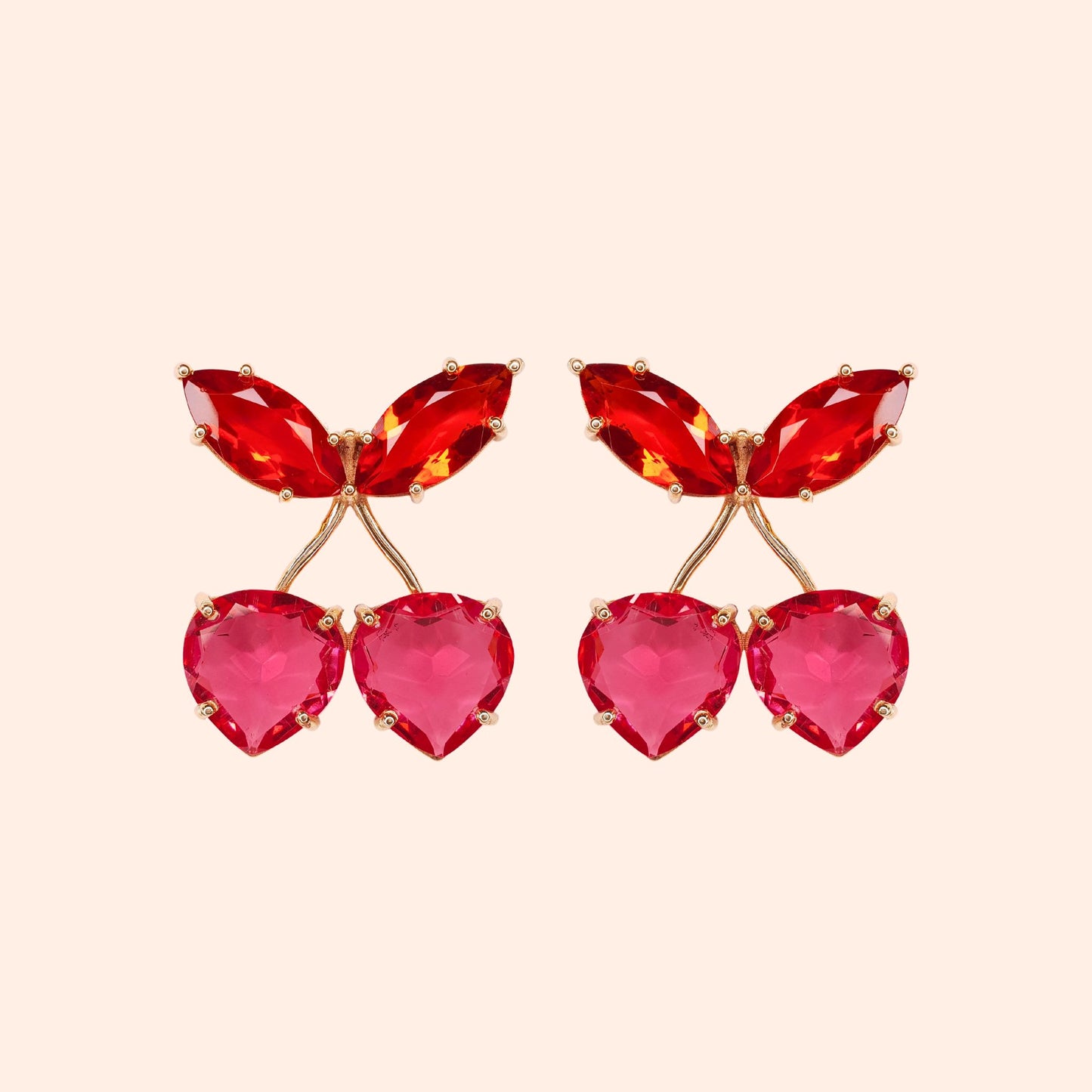 Boucles d'oreilles cerise cristal Rouge/Rose - Maxi Cherry