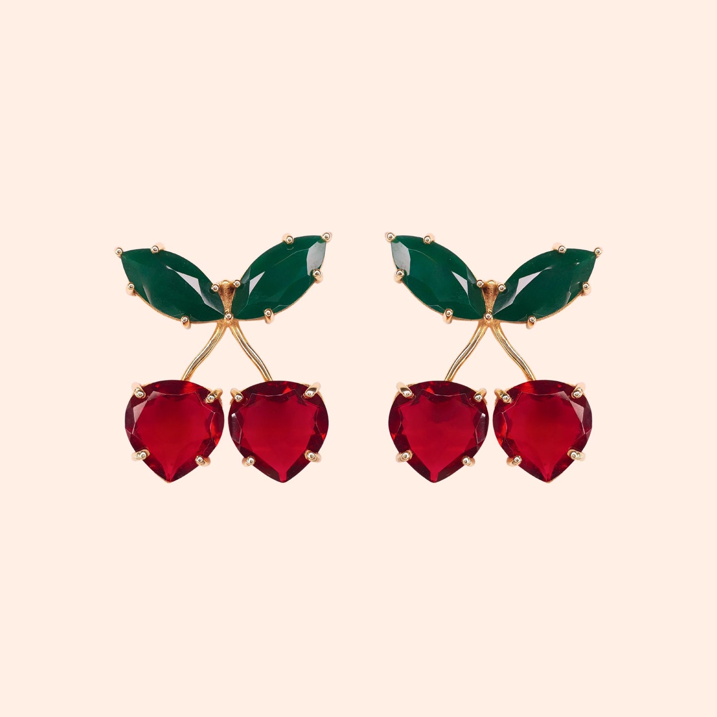 Boucles d'oreilles cerise cristal Vert/Rouge - Maxi Cherry