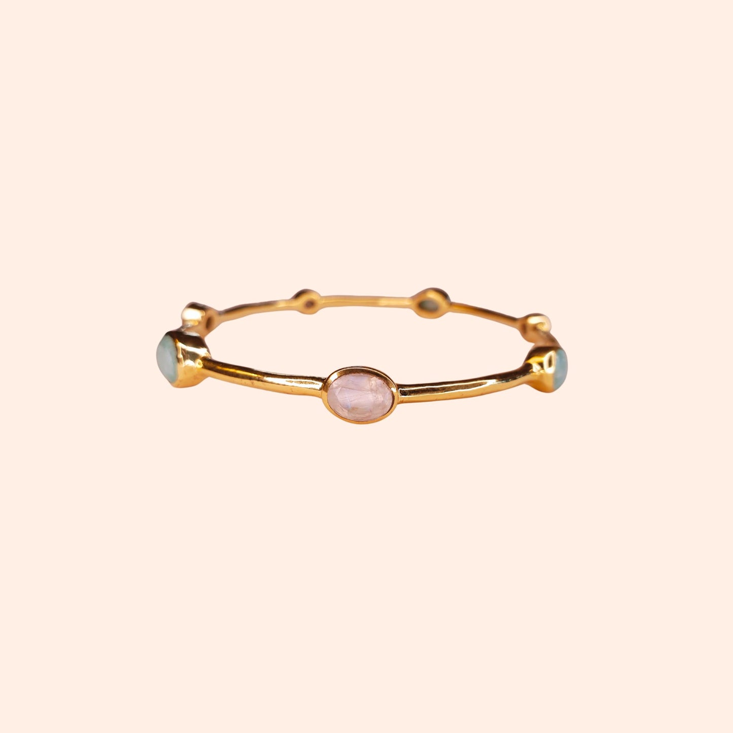 Bracelet jonc Amazonite et Pierre de lune - Gloria