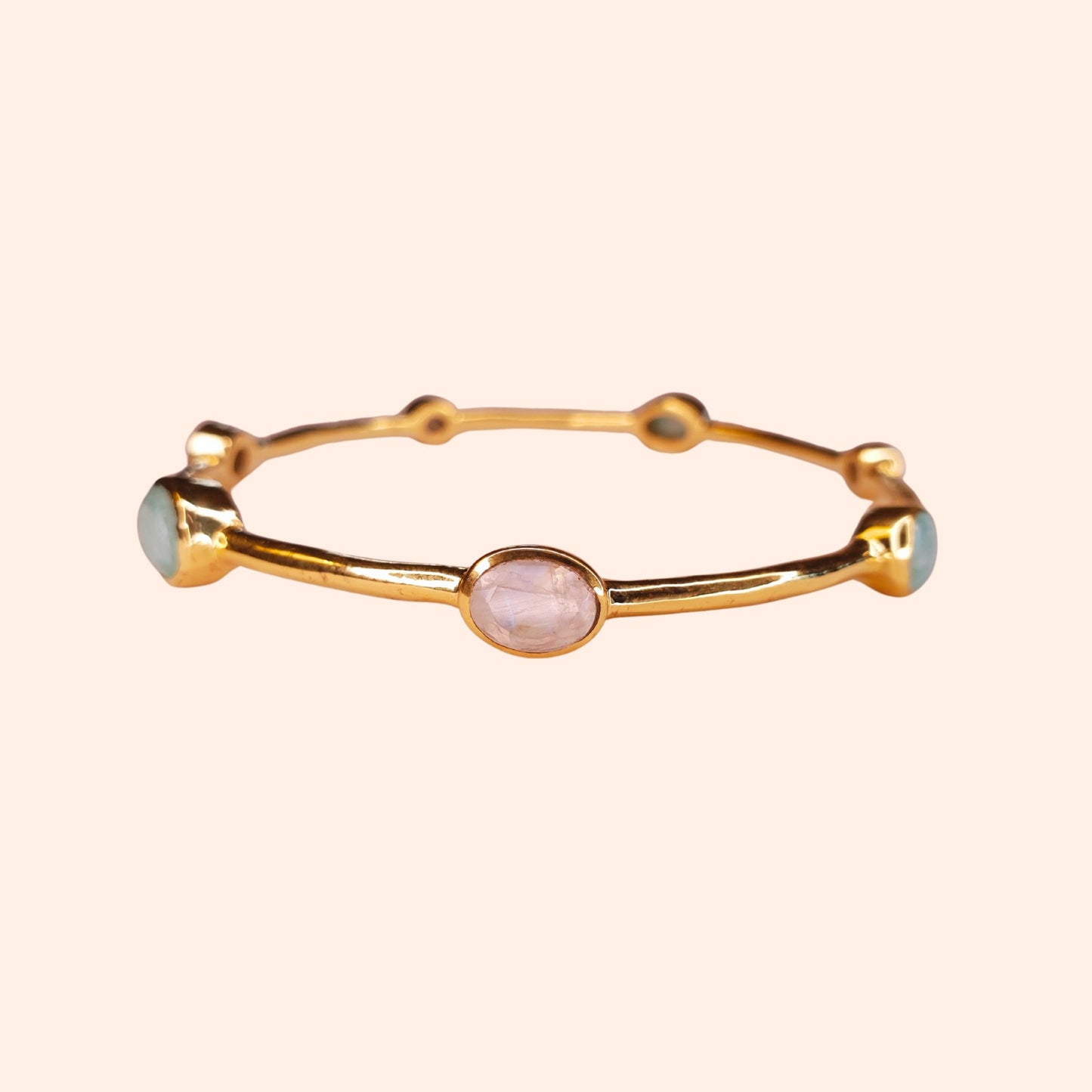 Bracelet jonc Amazonite et Pierre de lune - Gloria