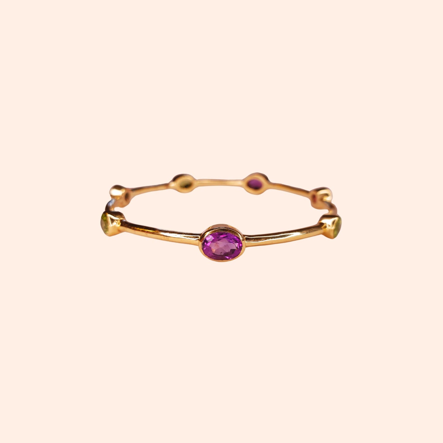 Bracelet jonc femme Améthyste et Péridot - Gloria