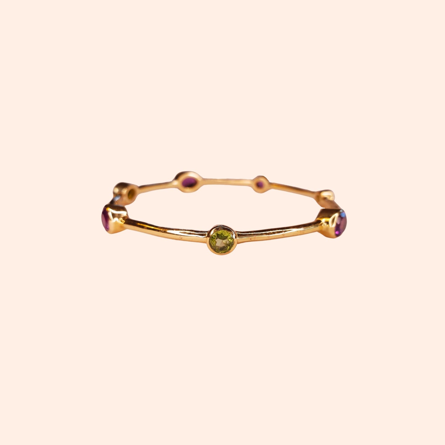 Bracelet jonc femme Améthyste et Péridot - Gloria