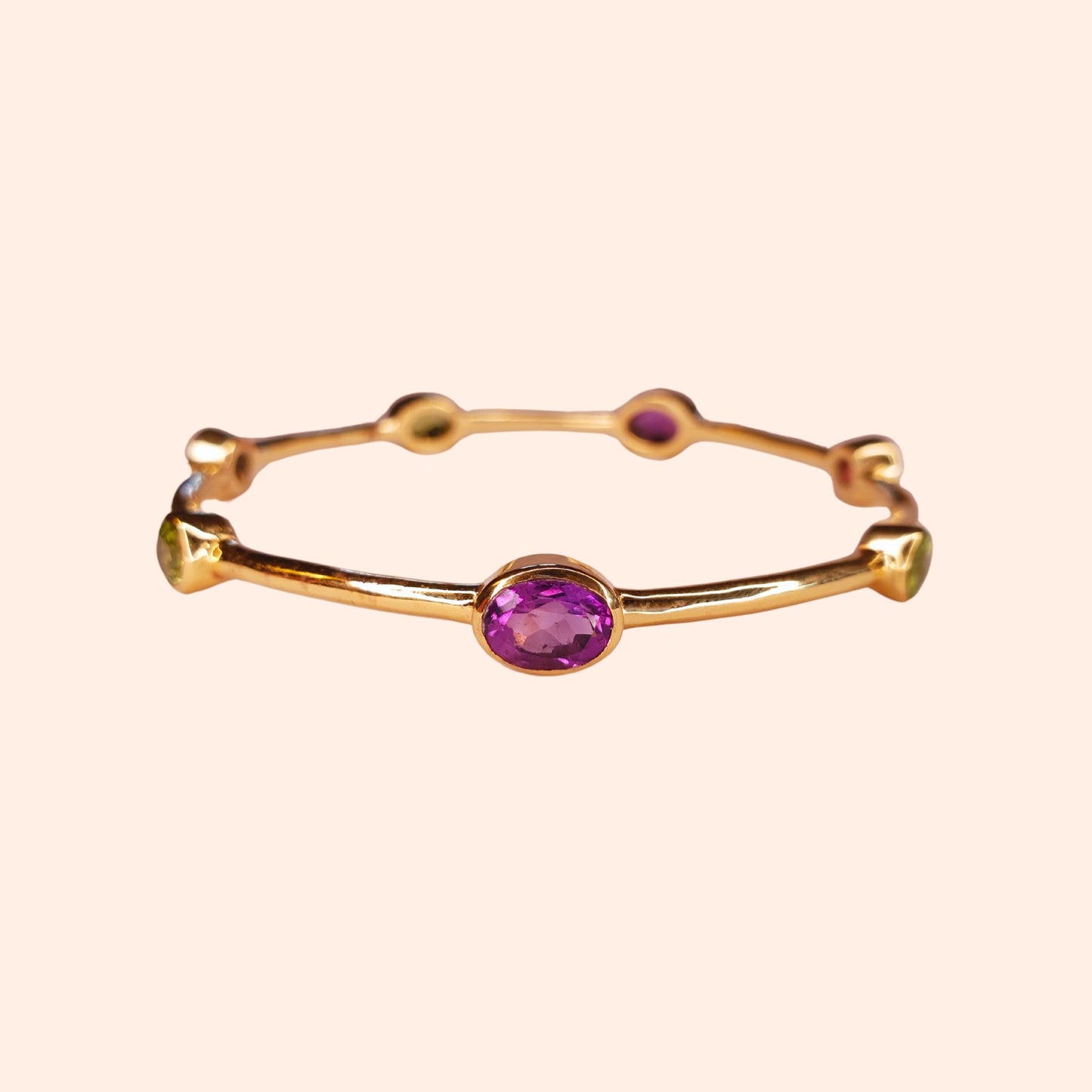 Bracelet jonc femme Améthyste et Péridot - Gloria