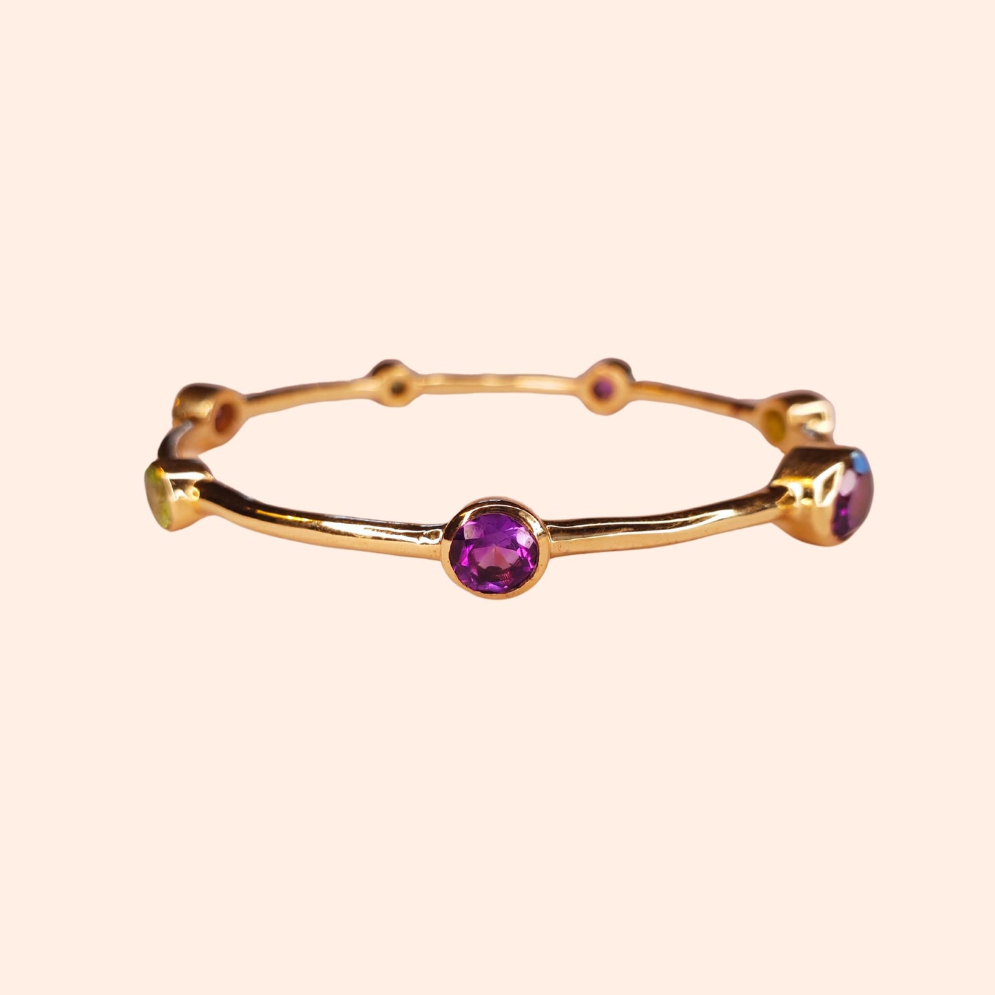Bracelet jonc femme Améthyste et Péridot - Gloria
