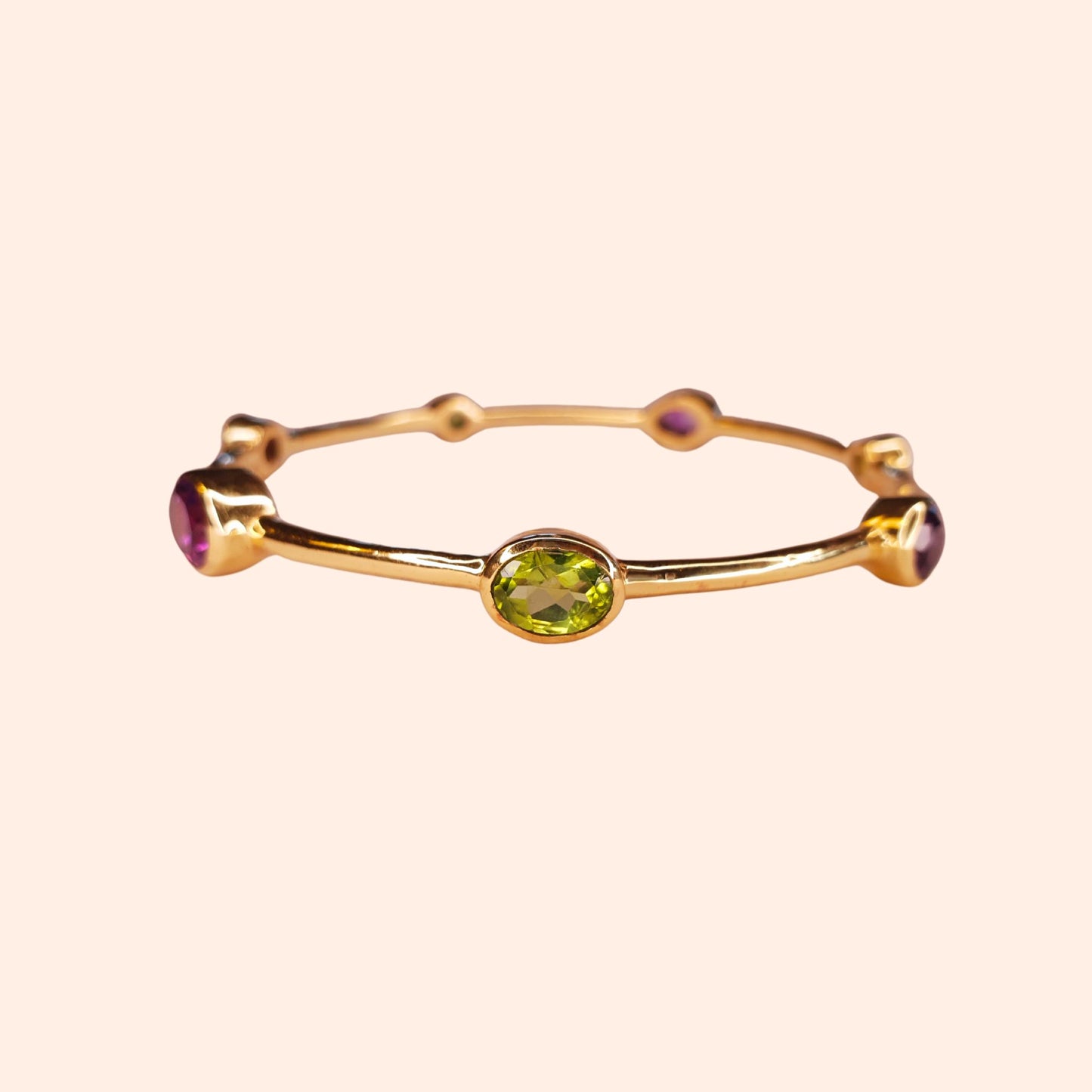 Bracelet jonc femme Améthyste et Péridot - Gloria