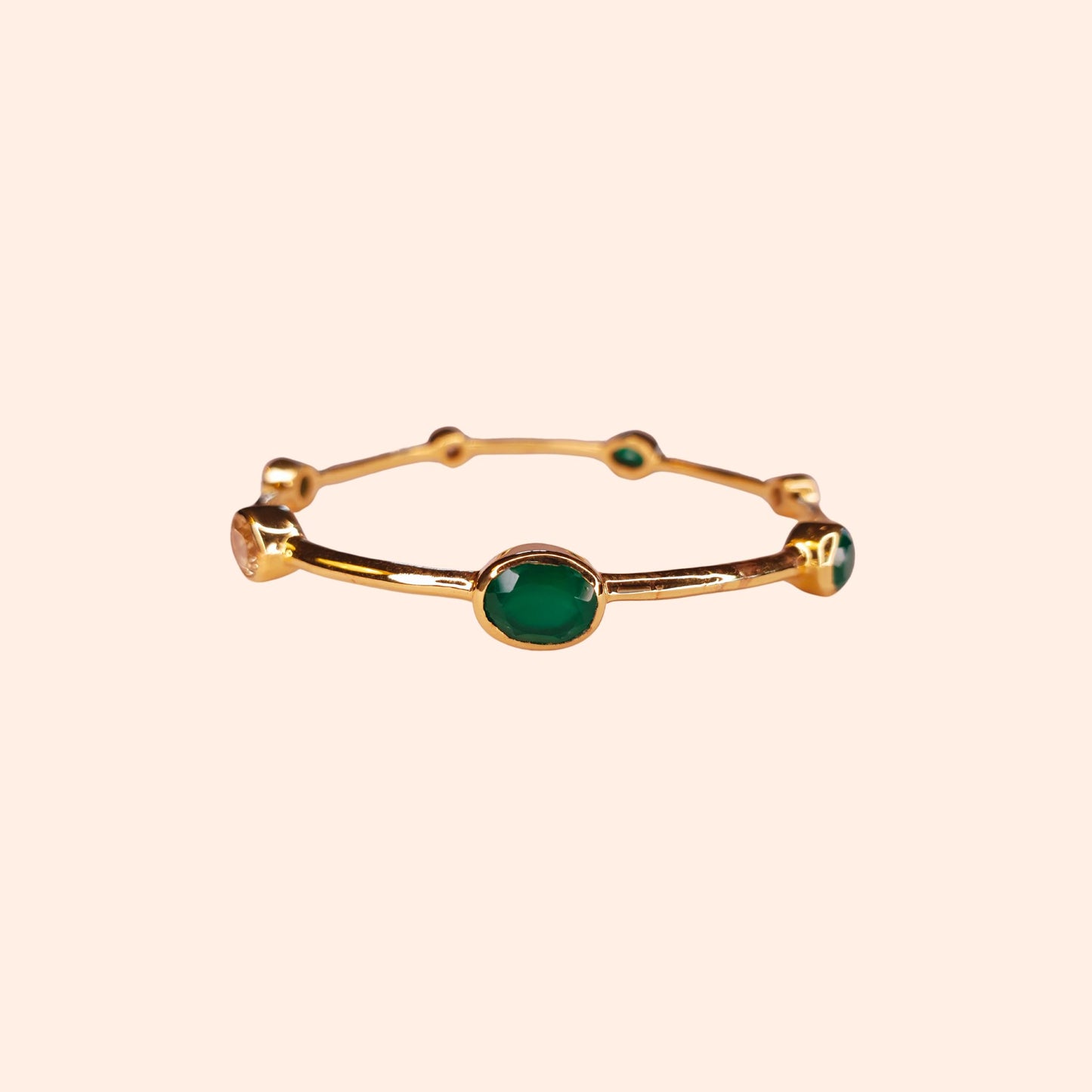 Bracelet jonc Onyx vert et Citrine - Gloria