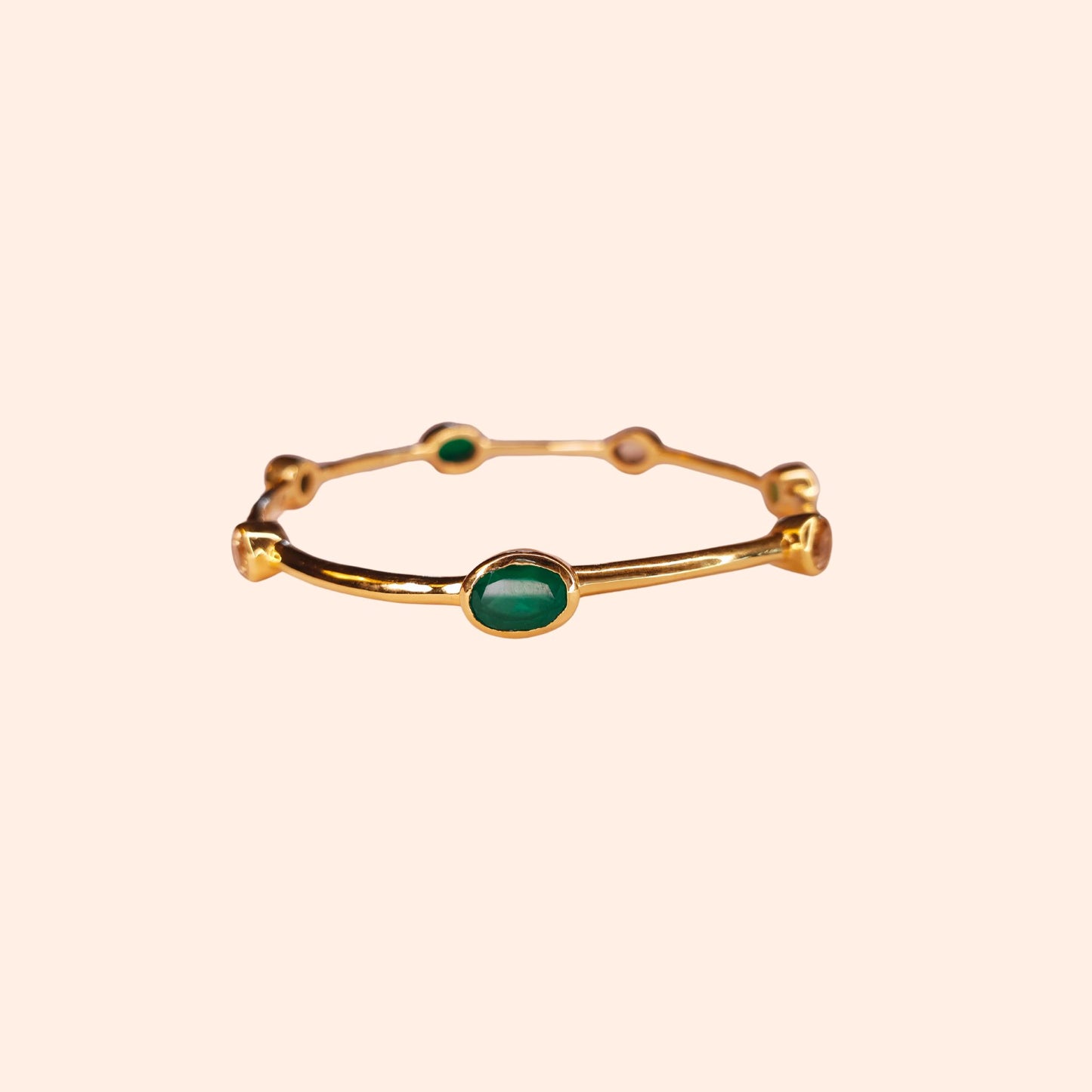 Bracelet jonc Onyx vert et Citrine - Gloria