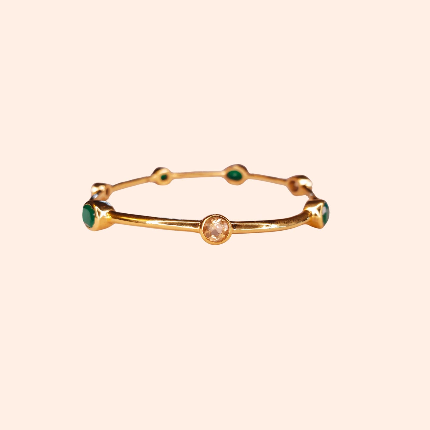Bracelet jonc Onyx vert et Citrine - Gloria
