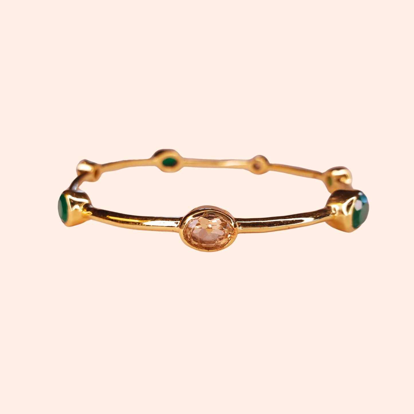 Bracelet jonc Onyx vert et Citrine - Gloria
