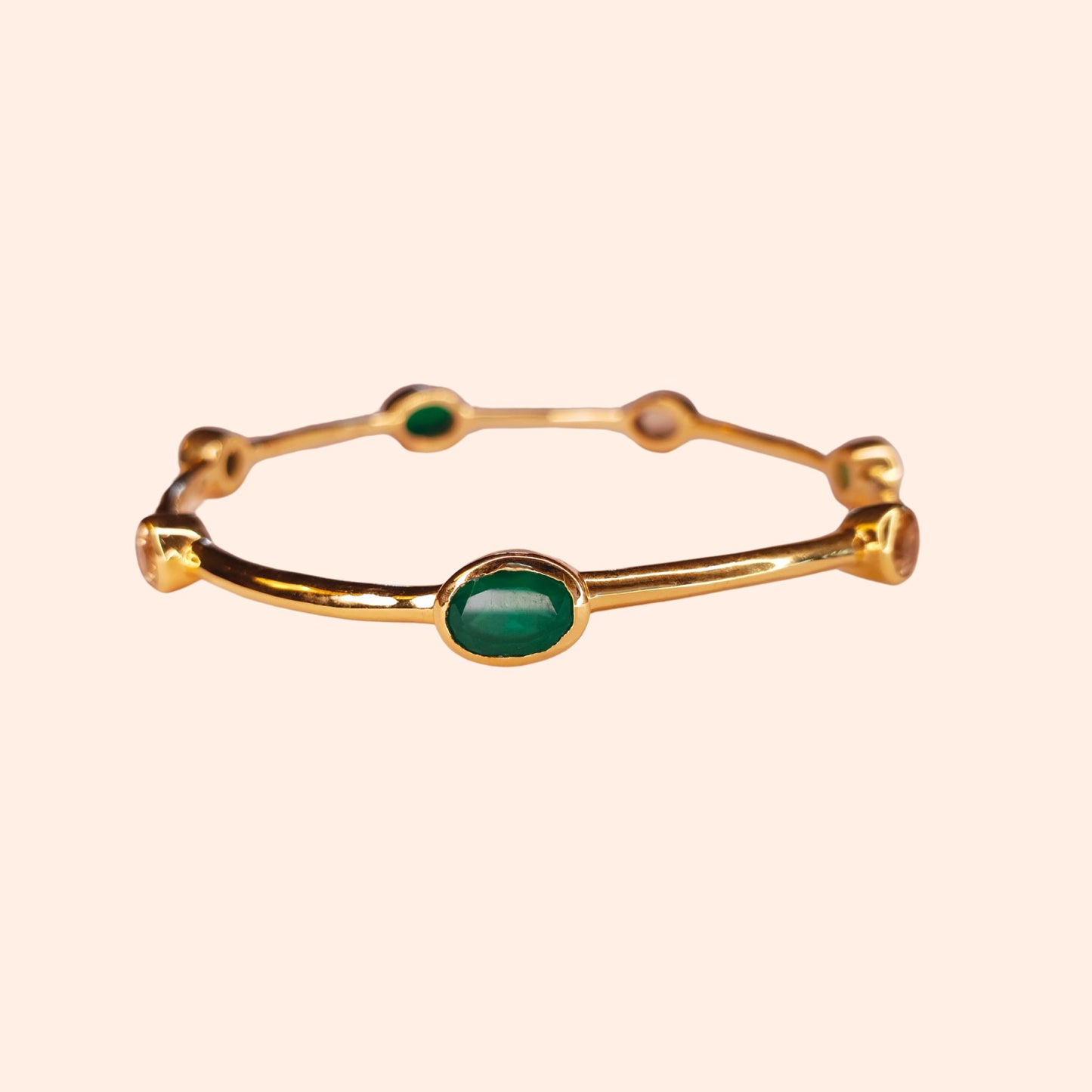 Bracelet jonc Onyx vert et Citrine - Gloria