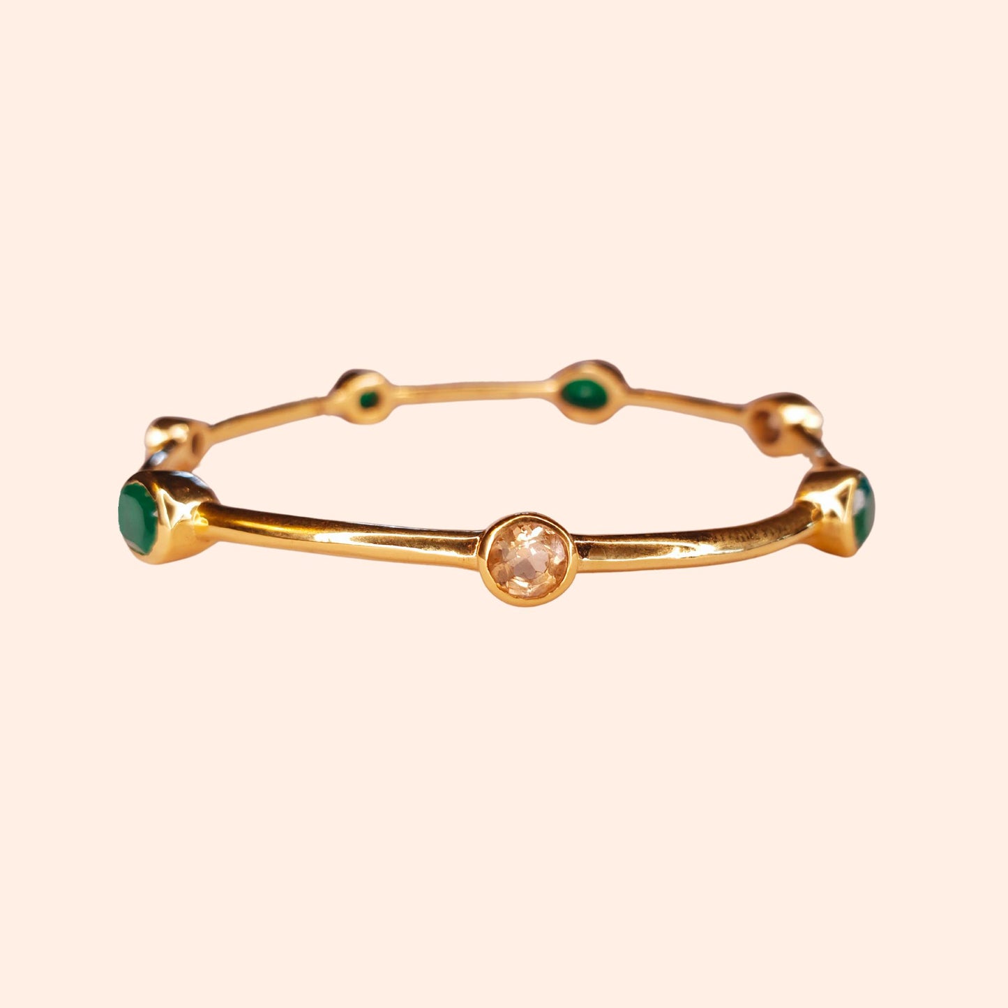Bracelet jonc Onyx vert et Citrine - Gloria