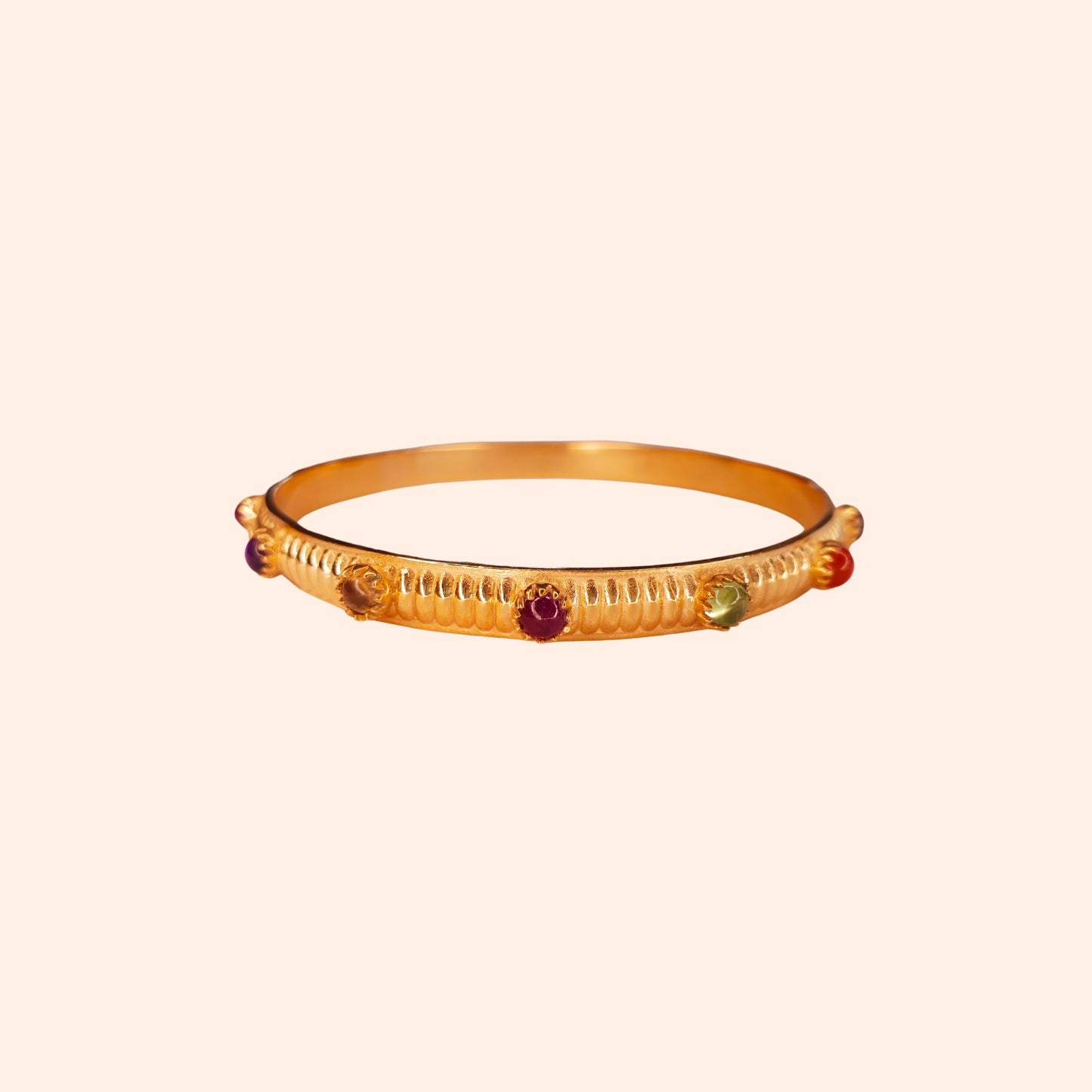 Bracelet Jonc en laiton doré à l'or fin et pierres multicolores - Rachel