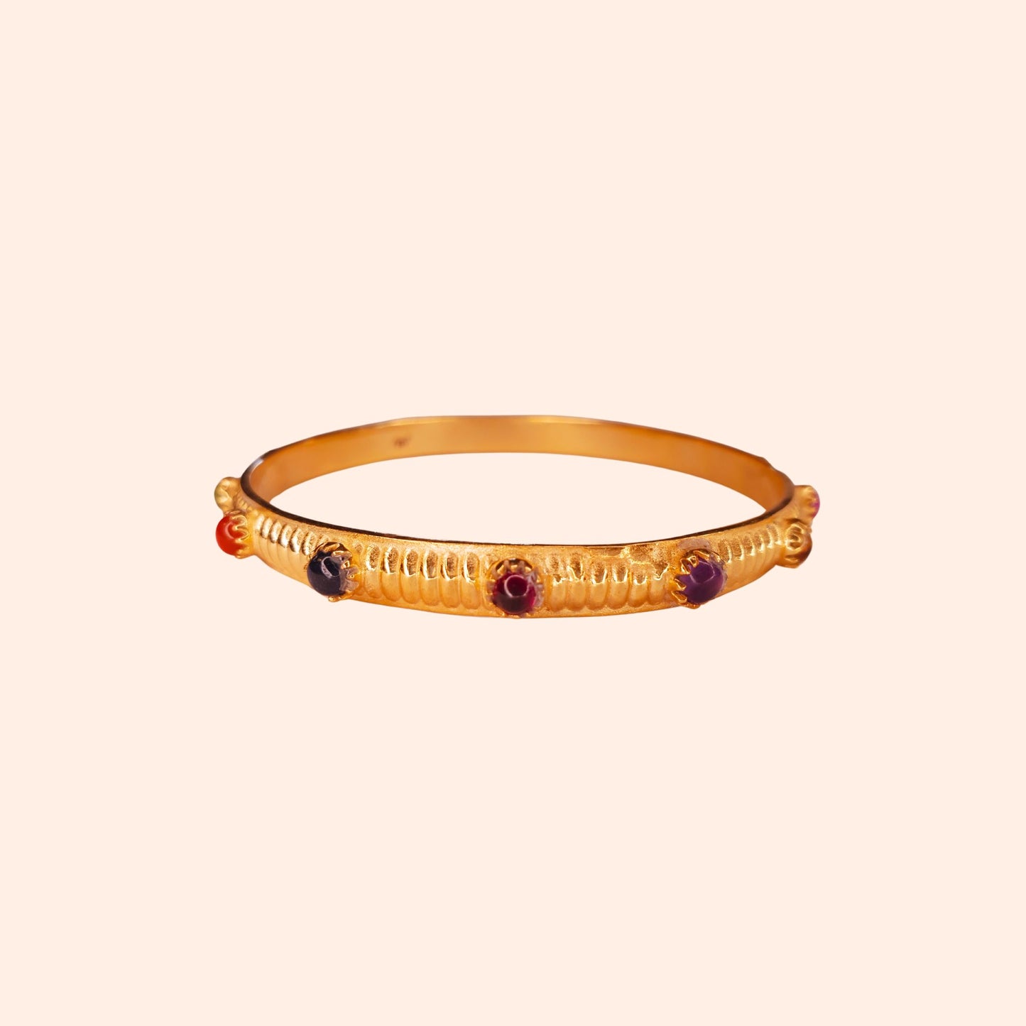 Bracelet Jonc en laiton doré à l'or fin et pierres multicolores - Rachel