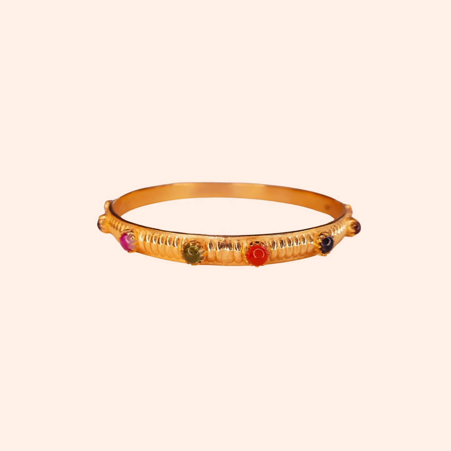 Bracelet Jonc en laiton doré à l'or fin et pierres multicolores - Rachel