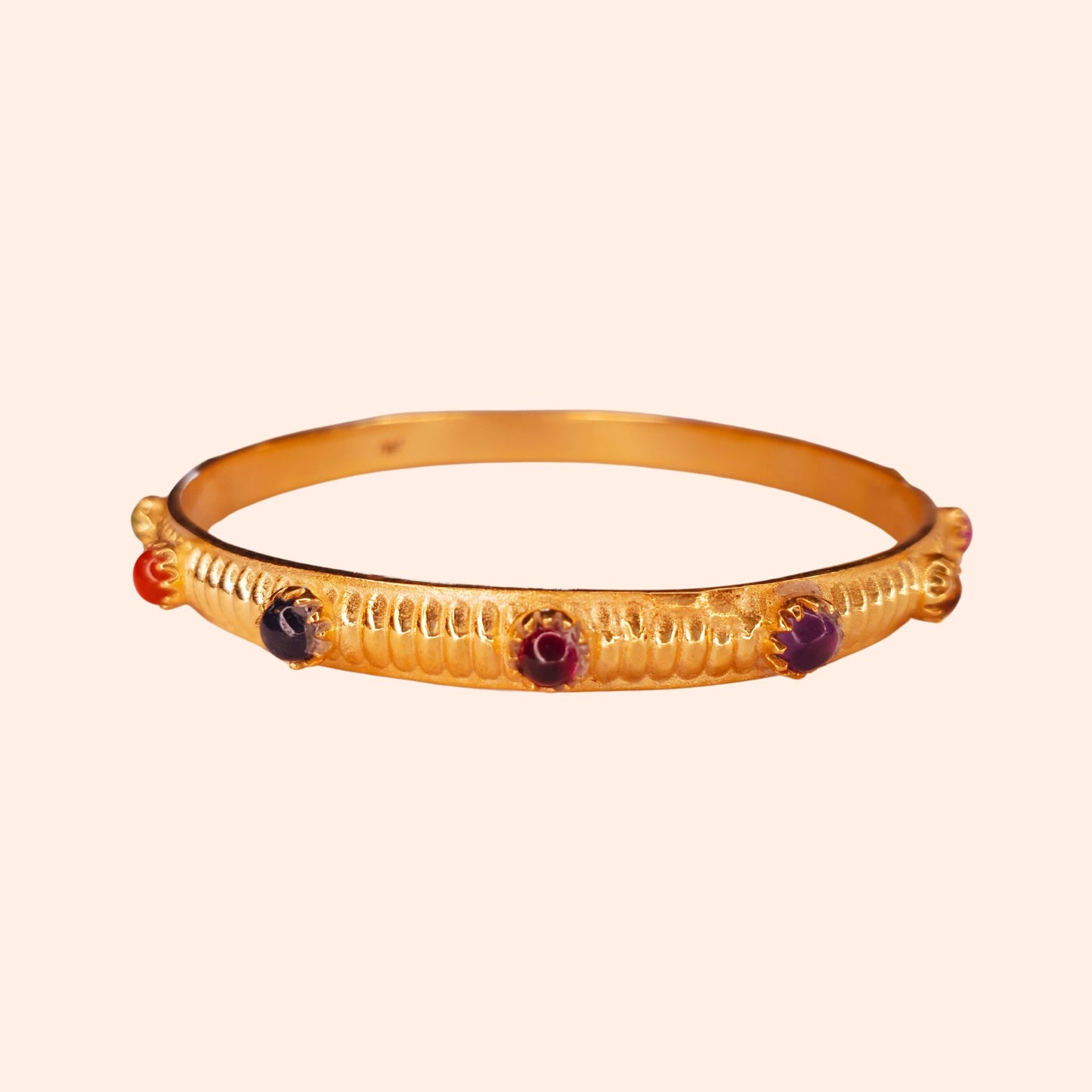 Bracelet Jonc en laiton doré à l'or fin et pierres multicolores - Rachel