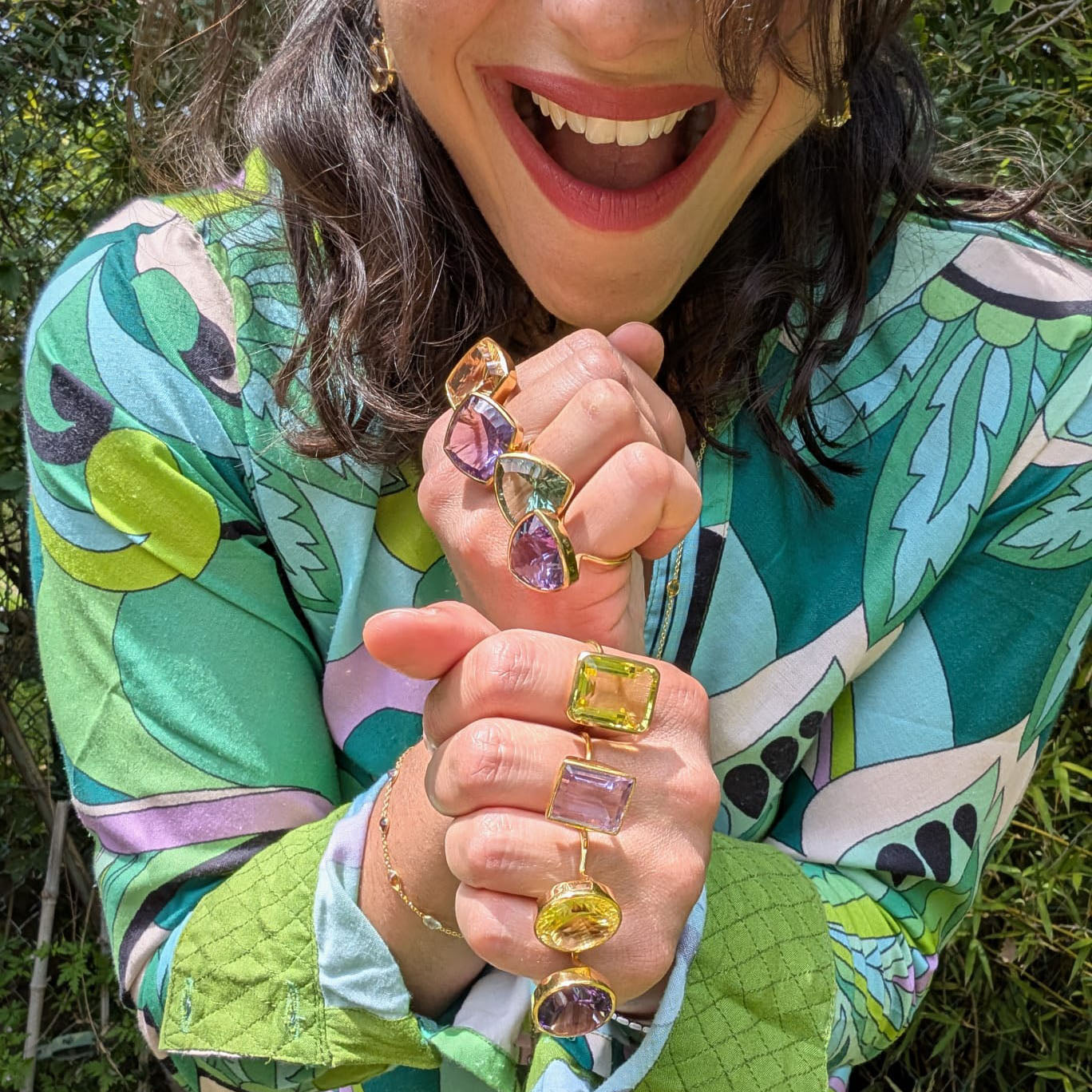 Bague fine avec pierre naturelle Améthyste - Pop rectangle
