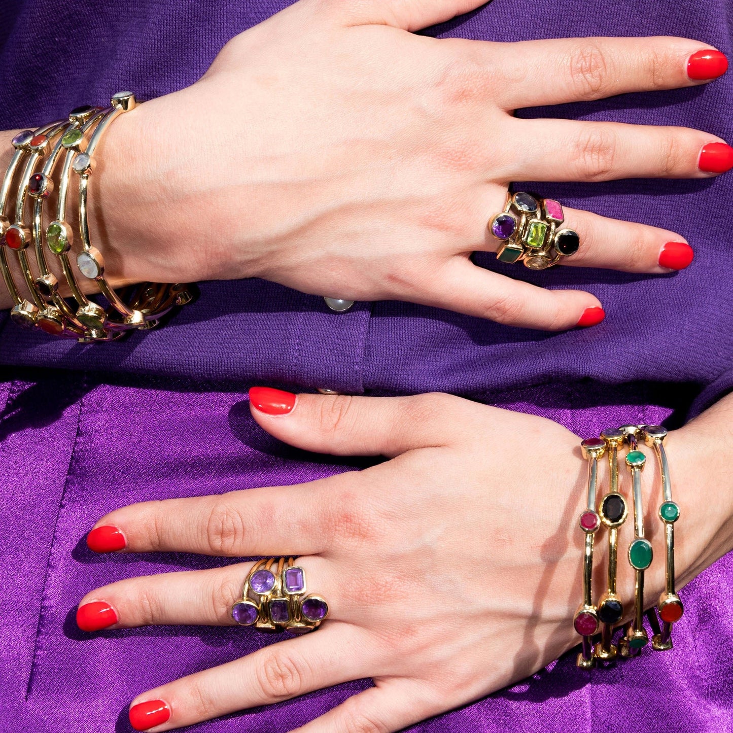 Bague dorée à l'or fin et pierres fines multicolores - Louisa-Marialla-Bijoux