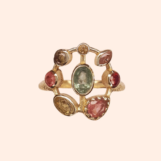 Bague cercle tourmaline multicolore - Mathilda
