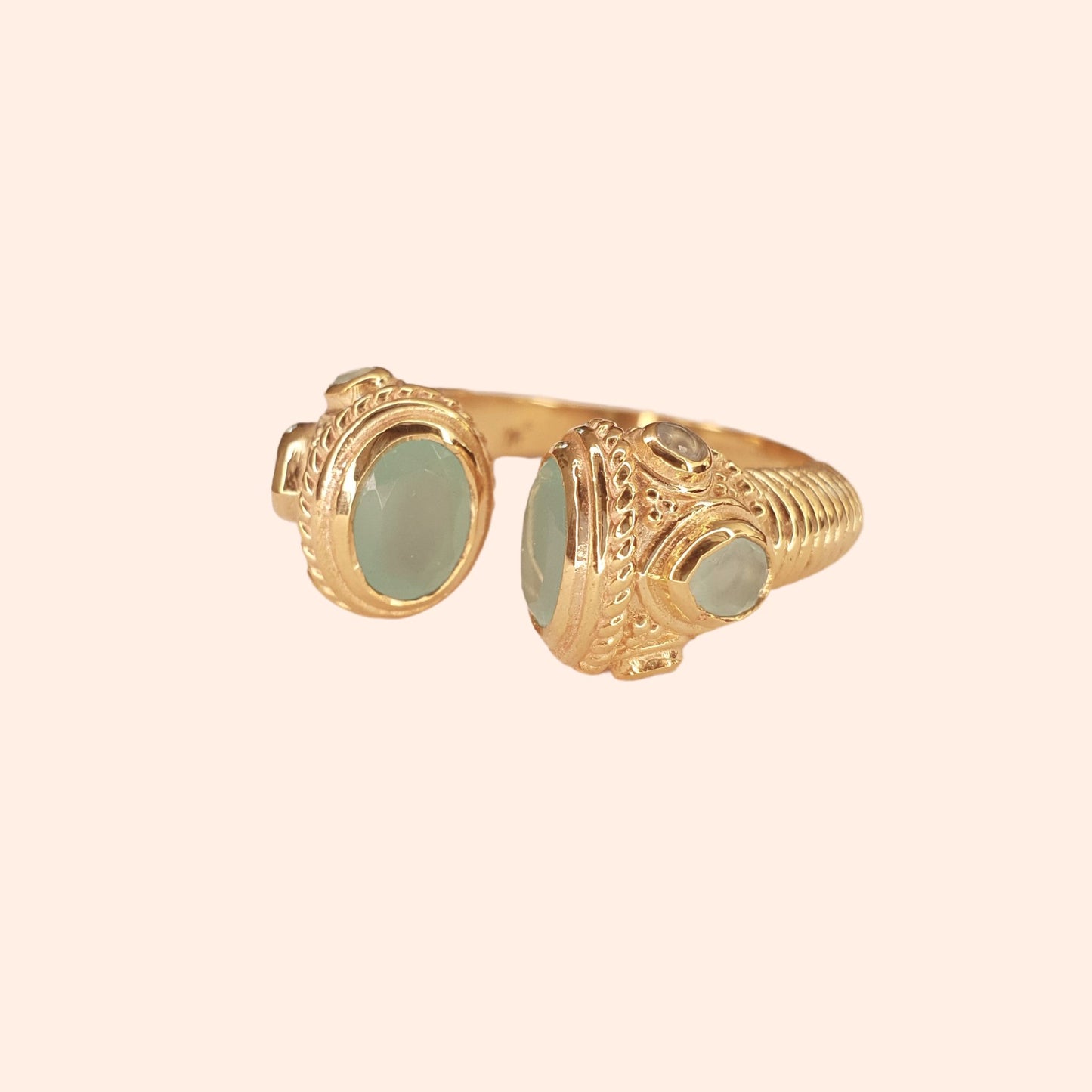 Bague Toi et Moi moderne Calcédoine Aqua - Astéless