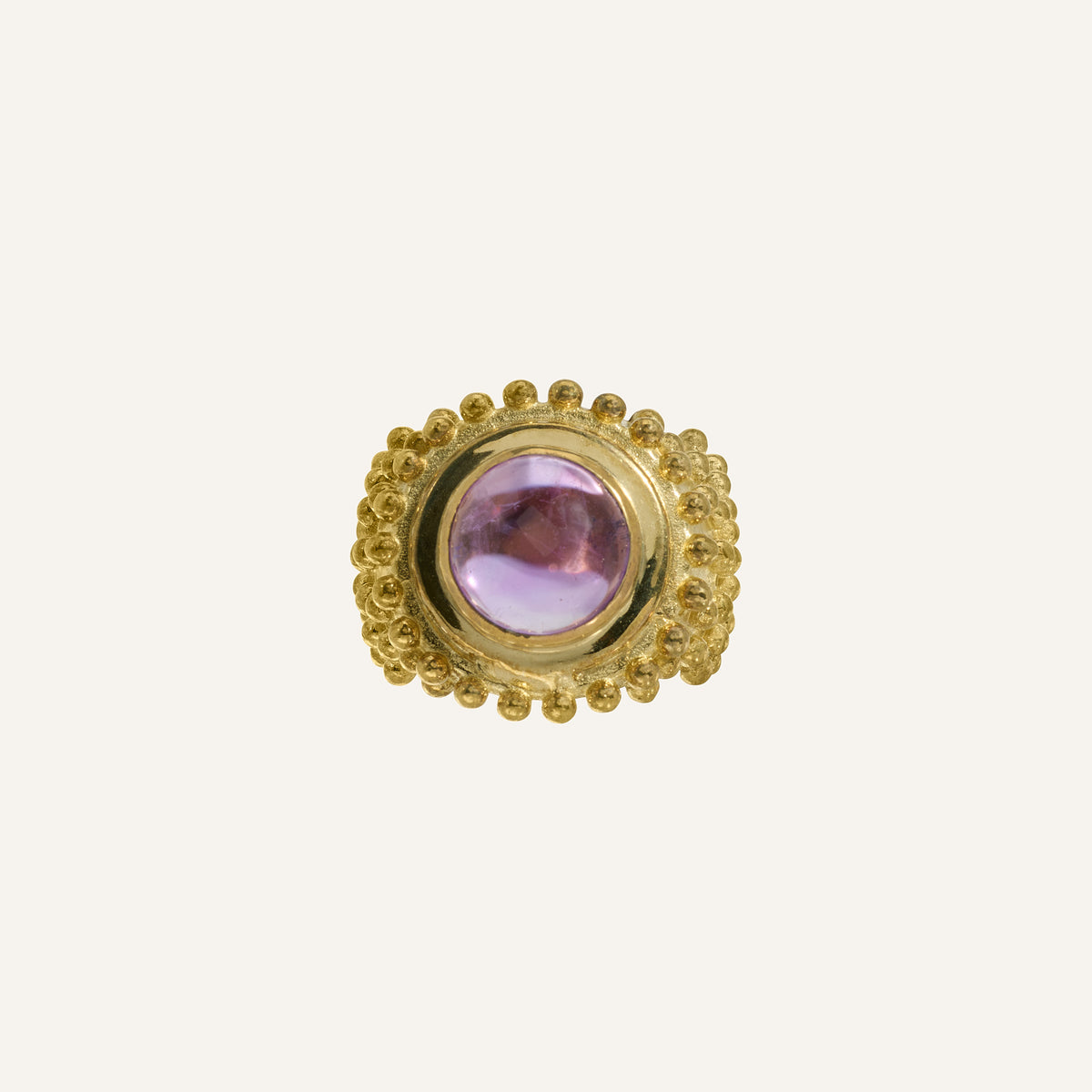 Bague boule et pierre ronde cabochon Améthyste - Polka