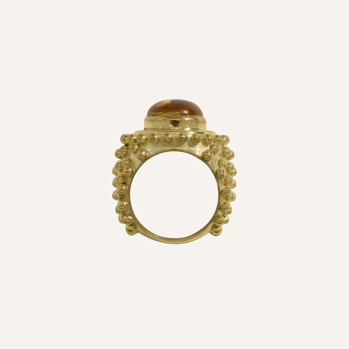 Bague boule et pierre ronde cabochon Citrine - Polka