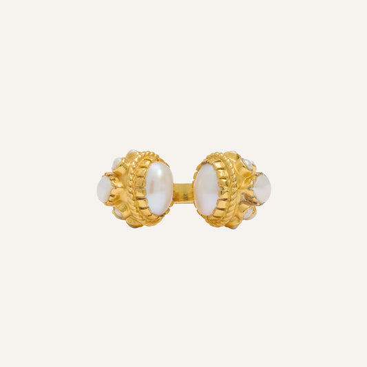 Bague ouverte pierre Perle d'eau douce - Asté