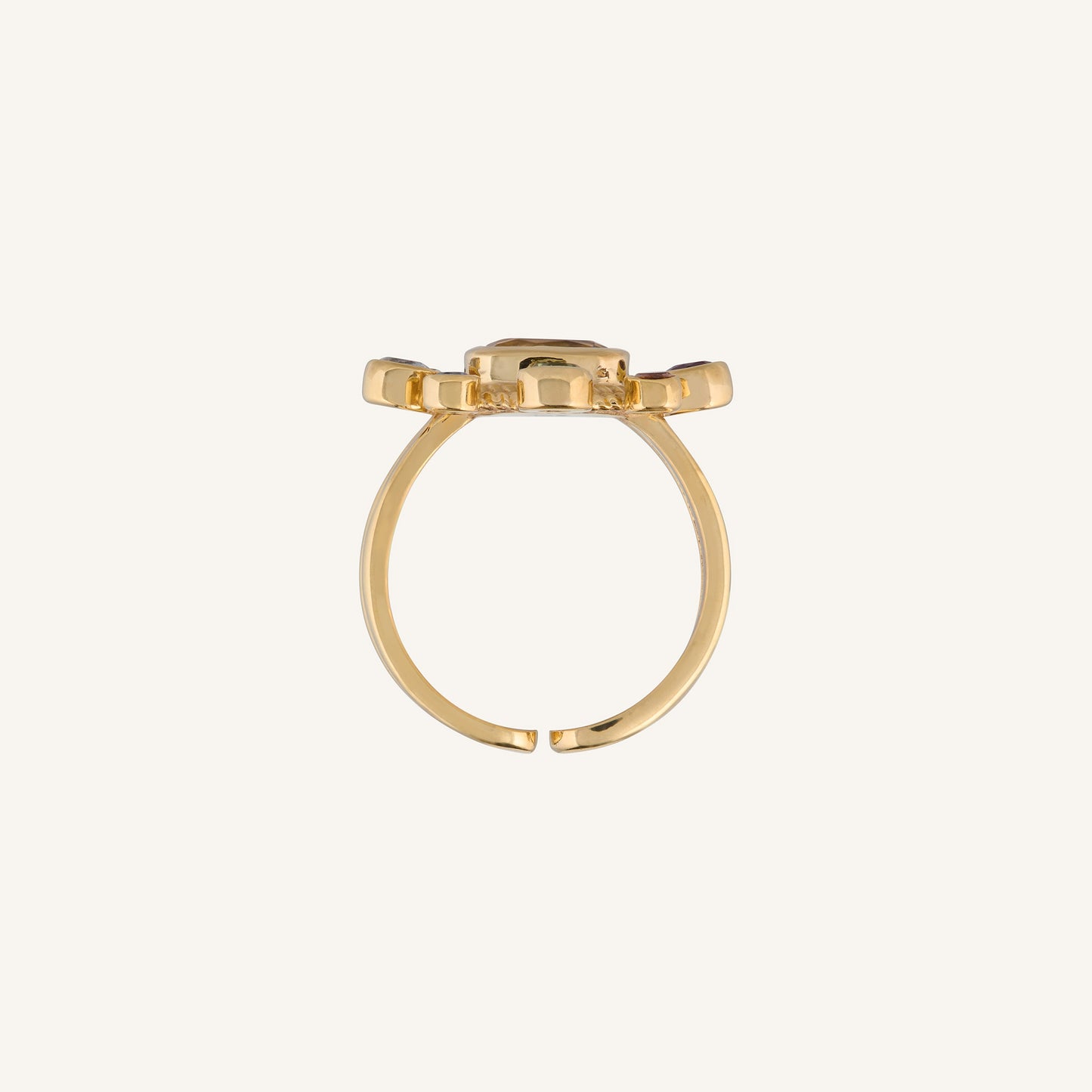 Bague Citrine Coussin et Tourmalines Multicolores - Sun