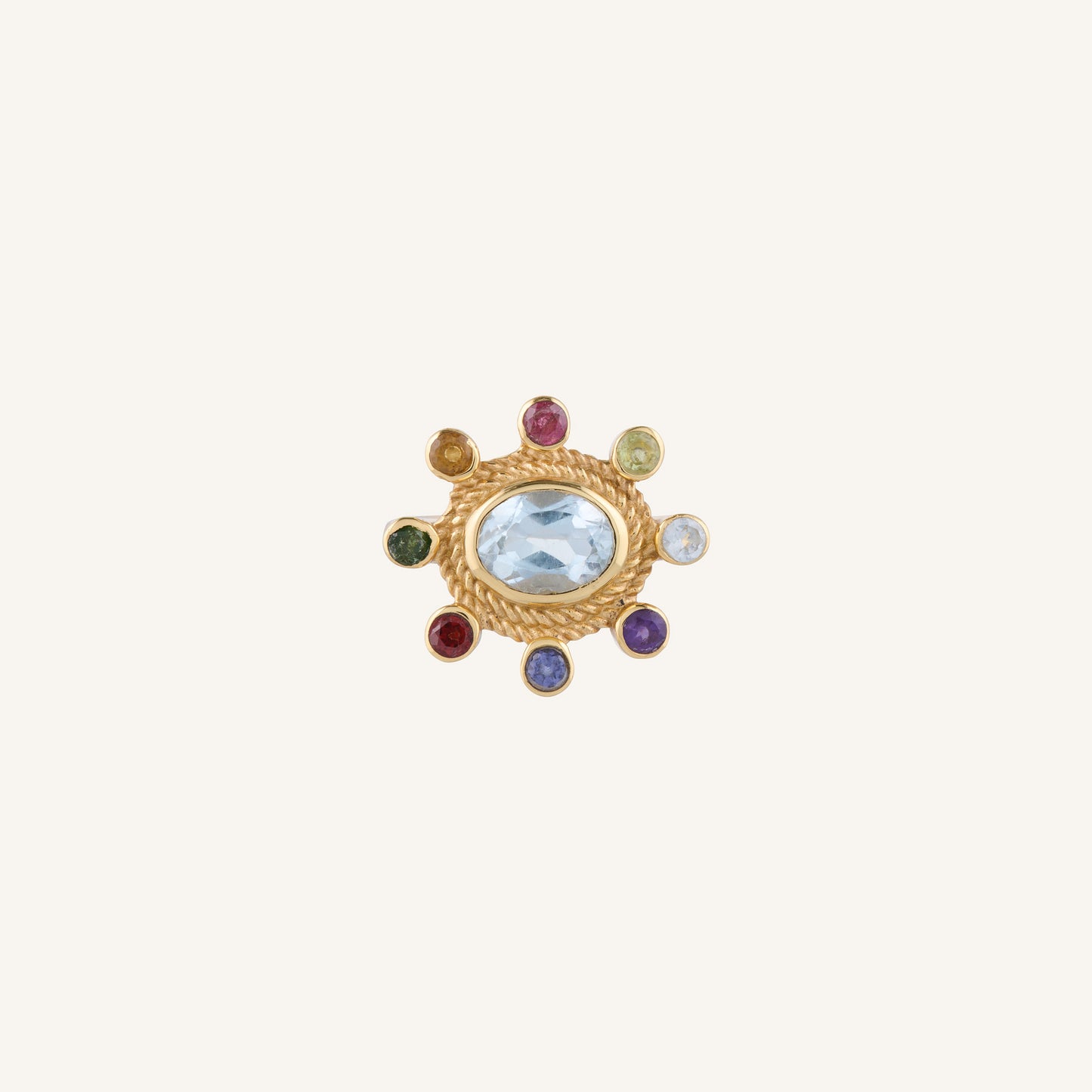 Bague Topaze bleu et Tourmalines Multicolores - Sun