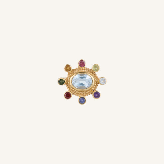 Bague Topaze bleu et Tourmalines Multicolores - Sun