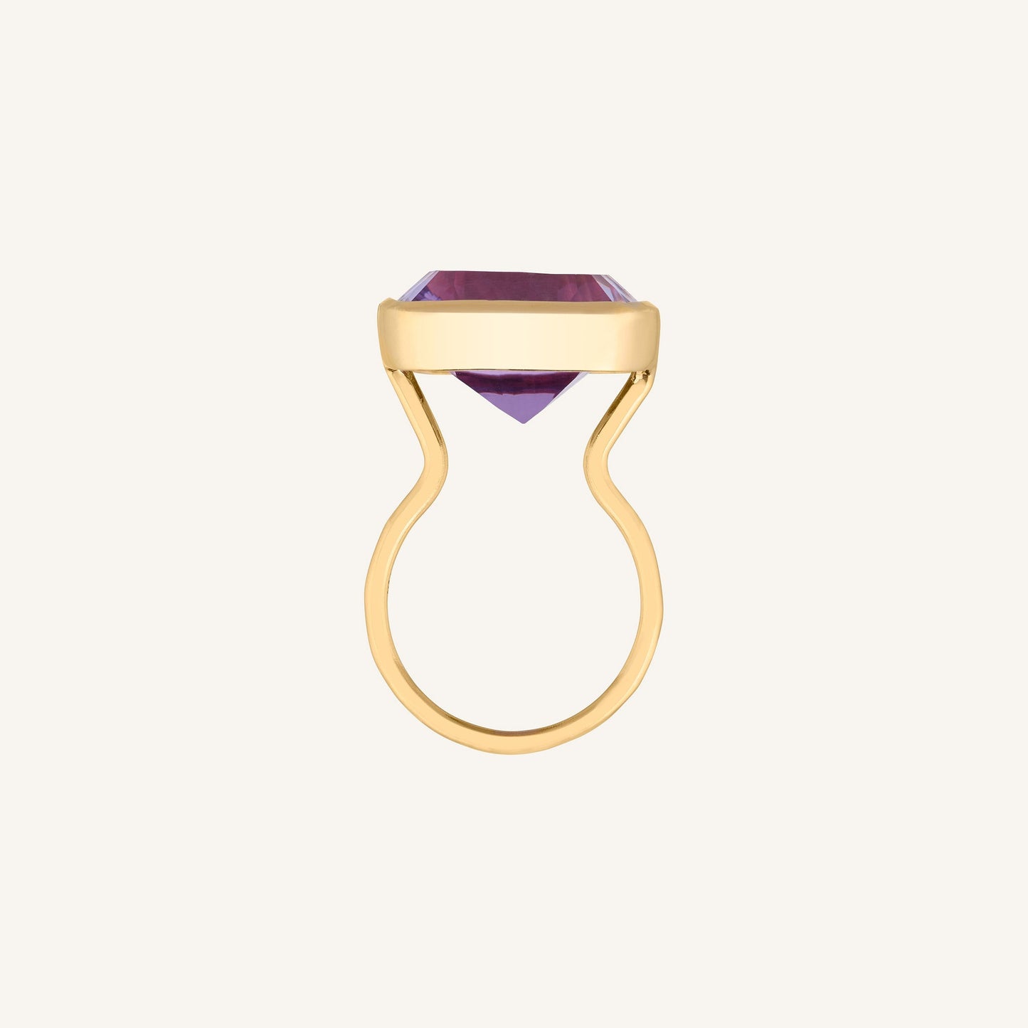 Bague cocktail avec pierre Améthyste taille coussin - Pop carré