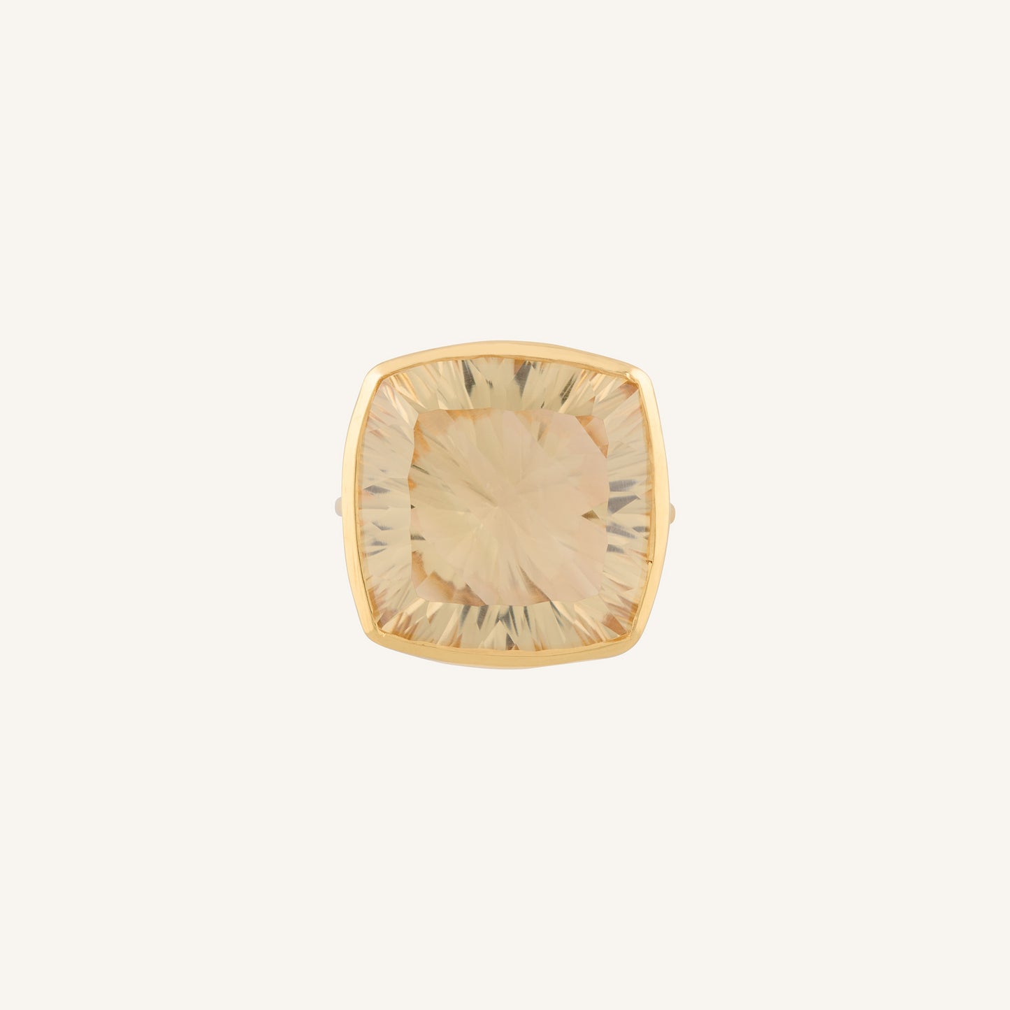 Bague cocktail avec pierre Citrine taille coussin - Pop carré