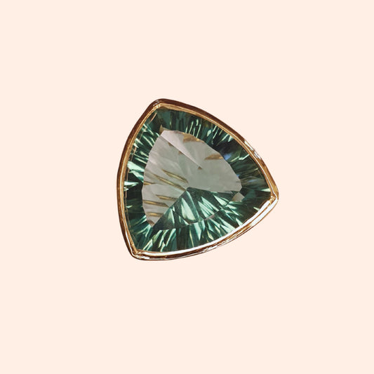 Bague fine avec pierre naturelle Apatite verte - Pop Triangle