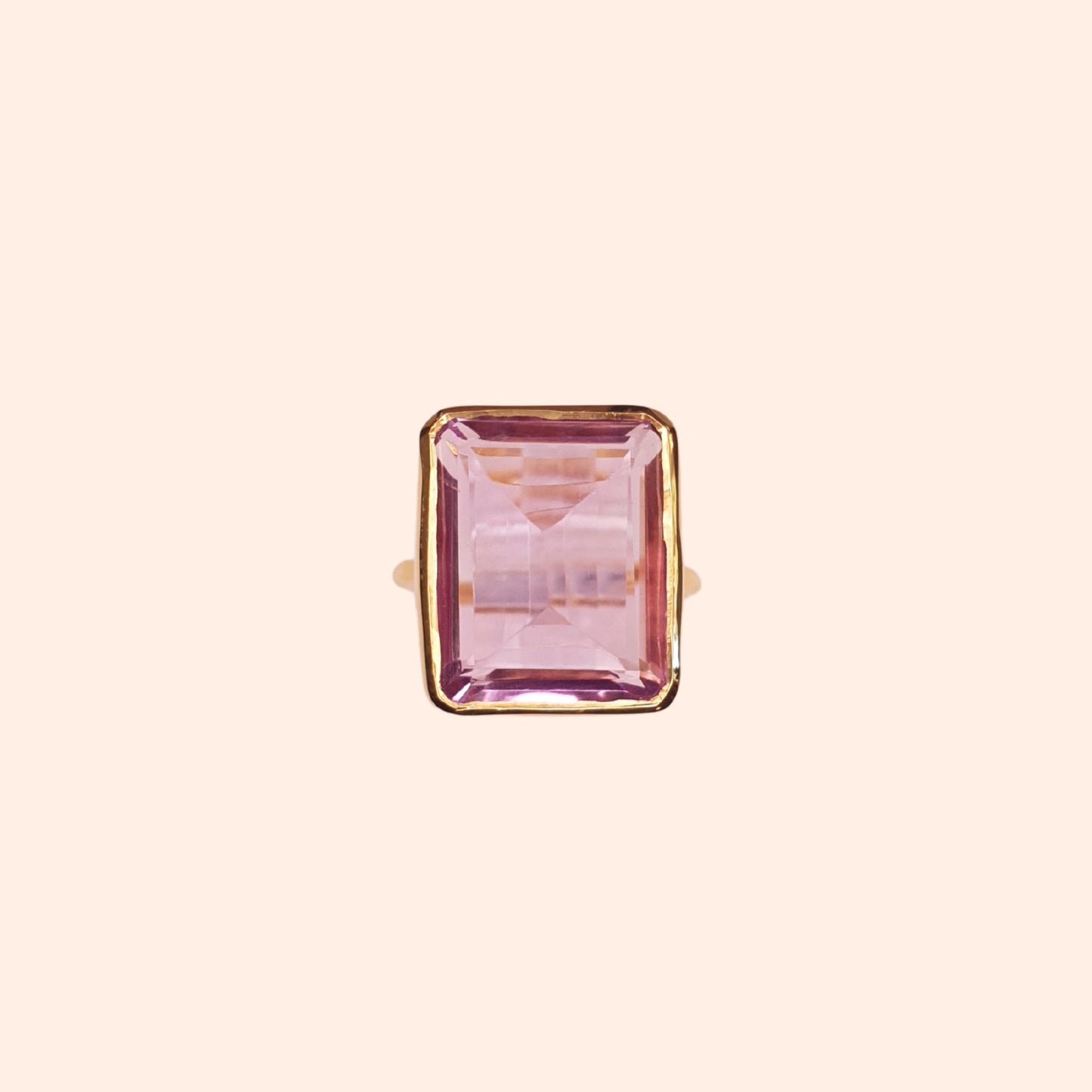Bague fine avec pierre naturelle Améthyste - Pop rectangle